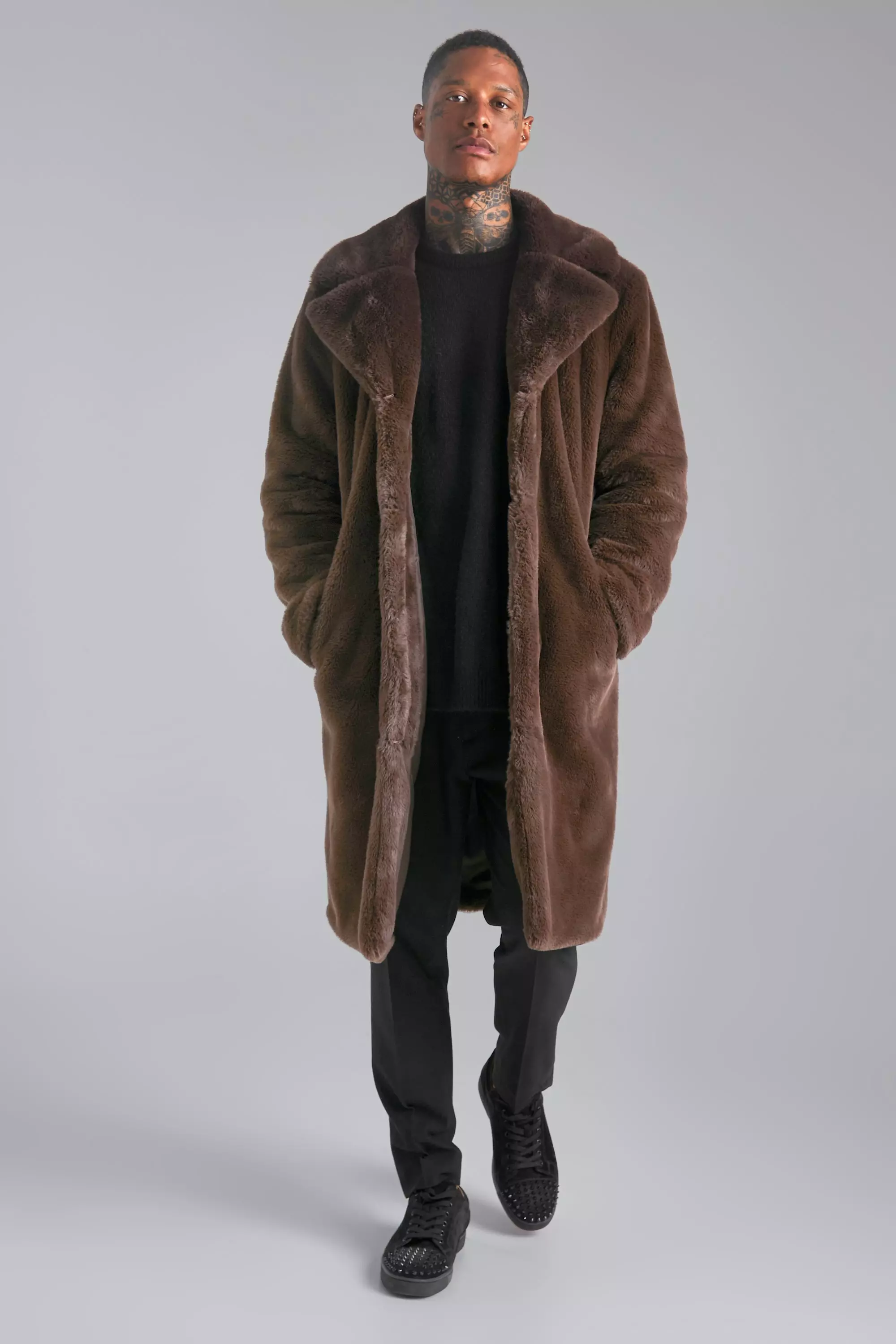 Mens faux shop fur coat zara