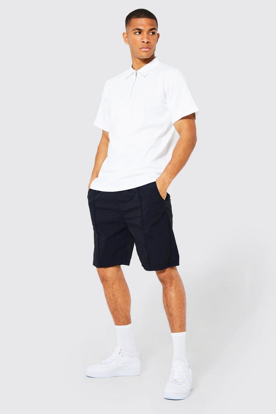 Black Oversized Heavyweight Polo & Pintuck Short image number 1