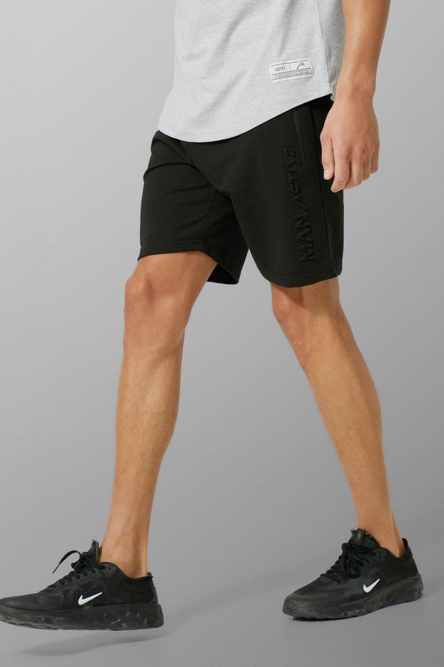 Black Man Active Embossed Jersey Shorts