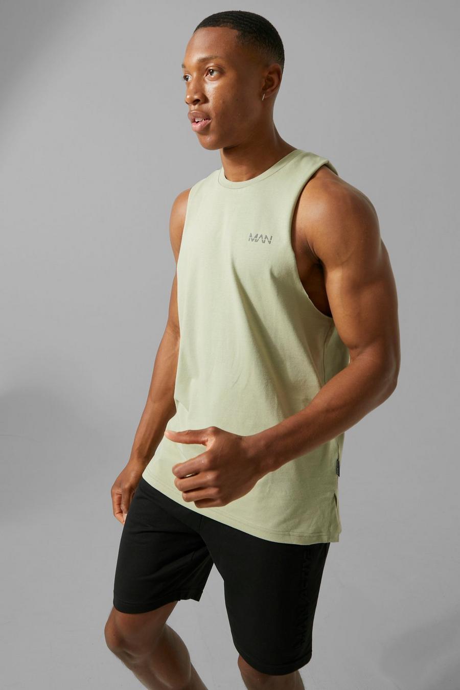 Sage MAN Active Gym Tank with Woven Tab image number 1