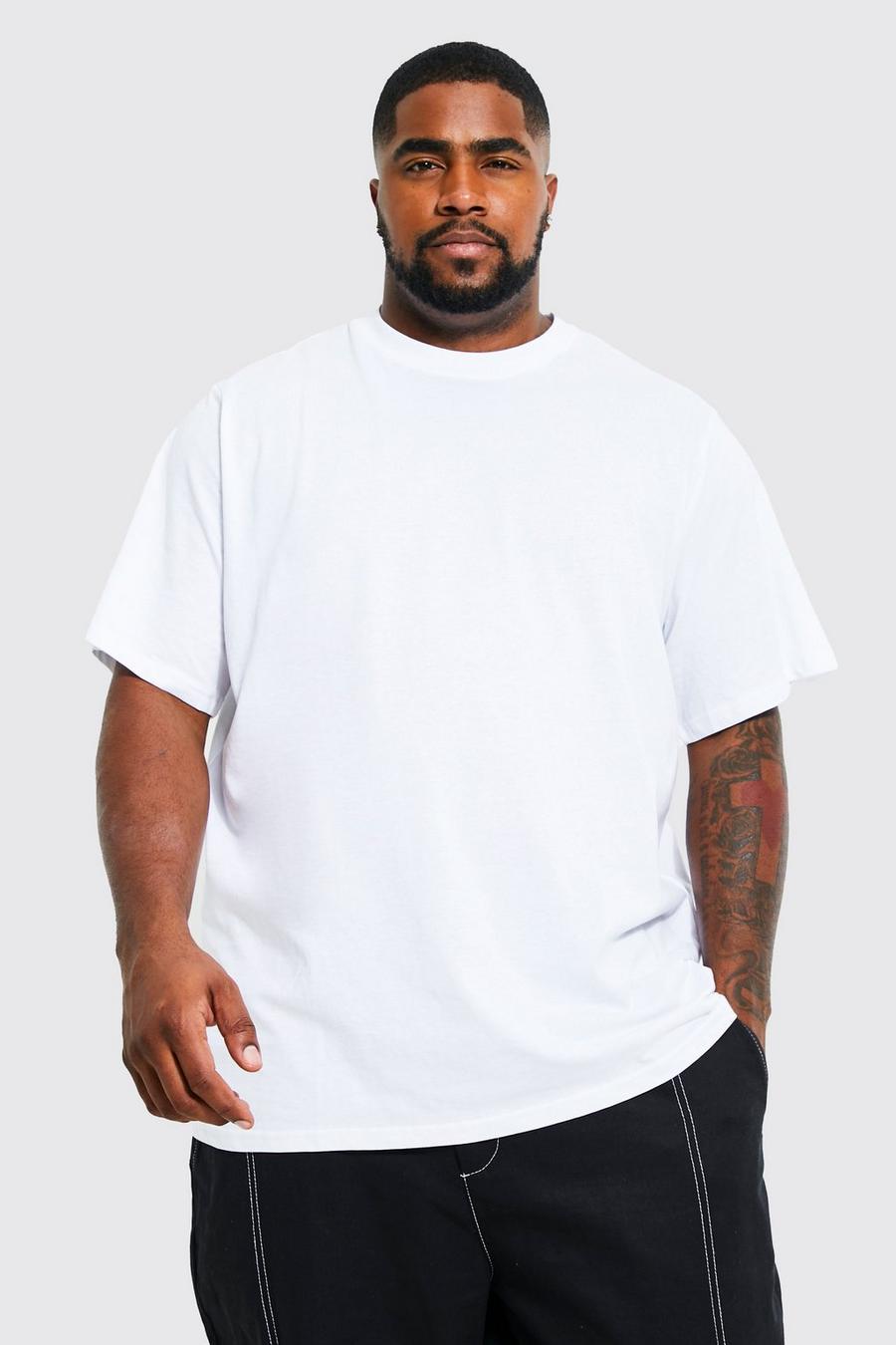 Camiseta Plus básica con cuello de caja, White blanco image number 1