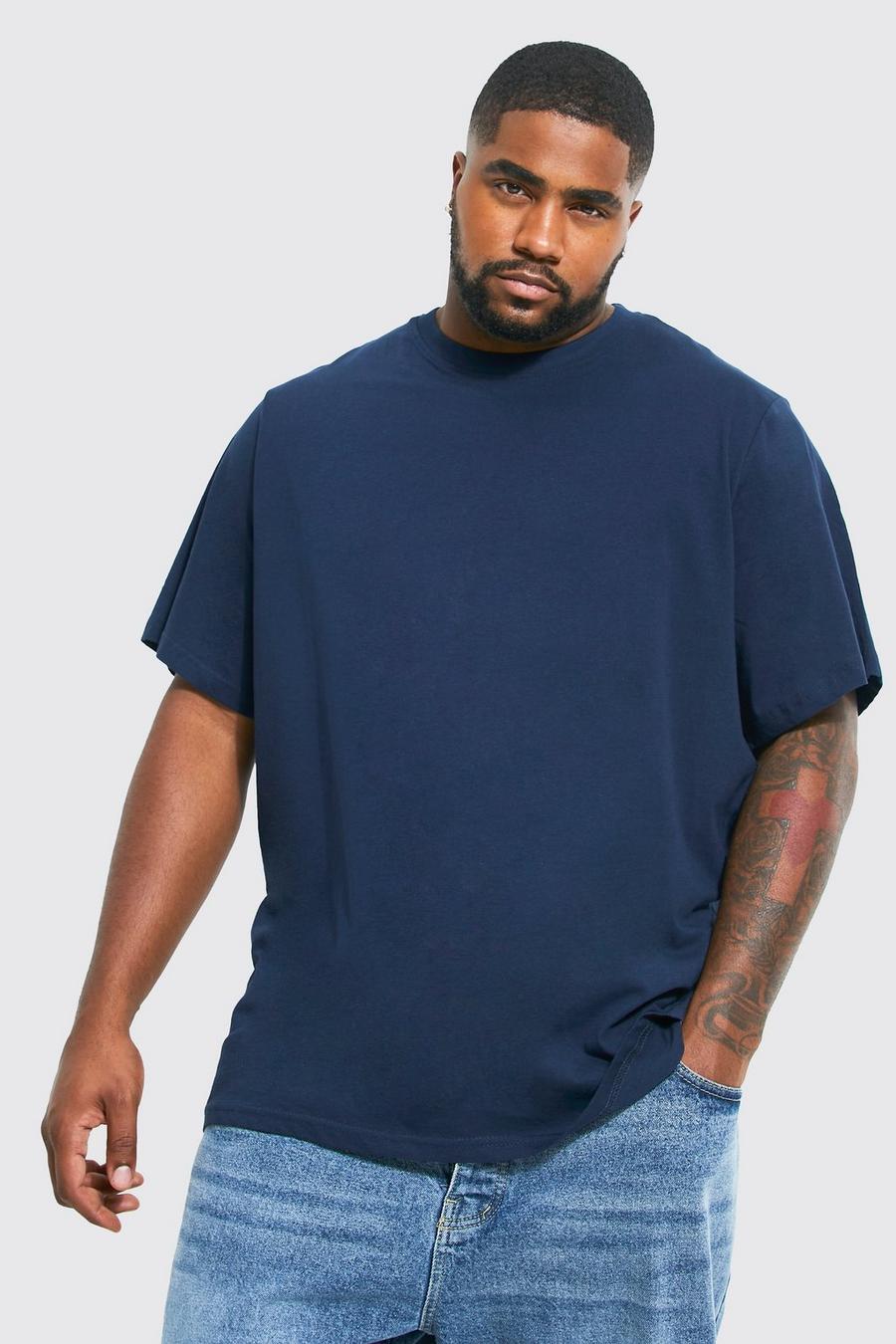 Grande taille - T-shirt ample basique à col rond, Navy image number 1