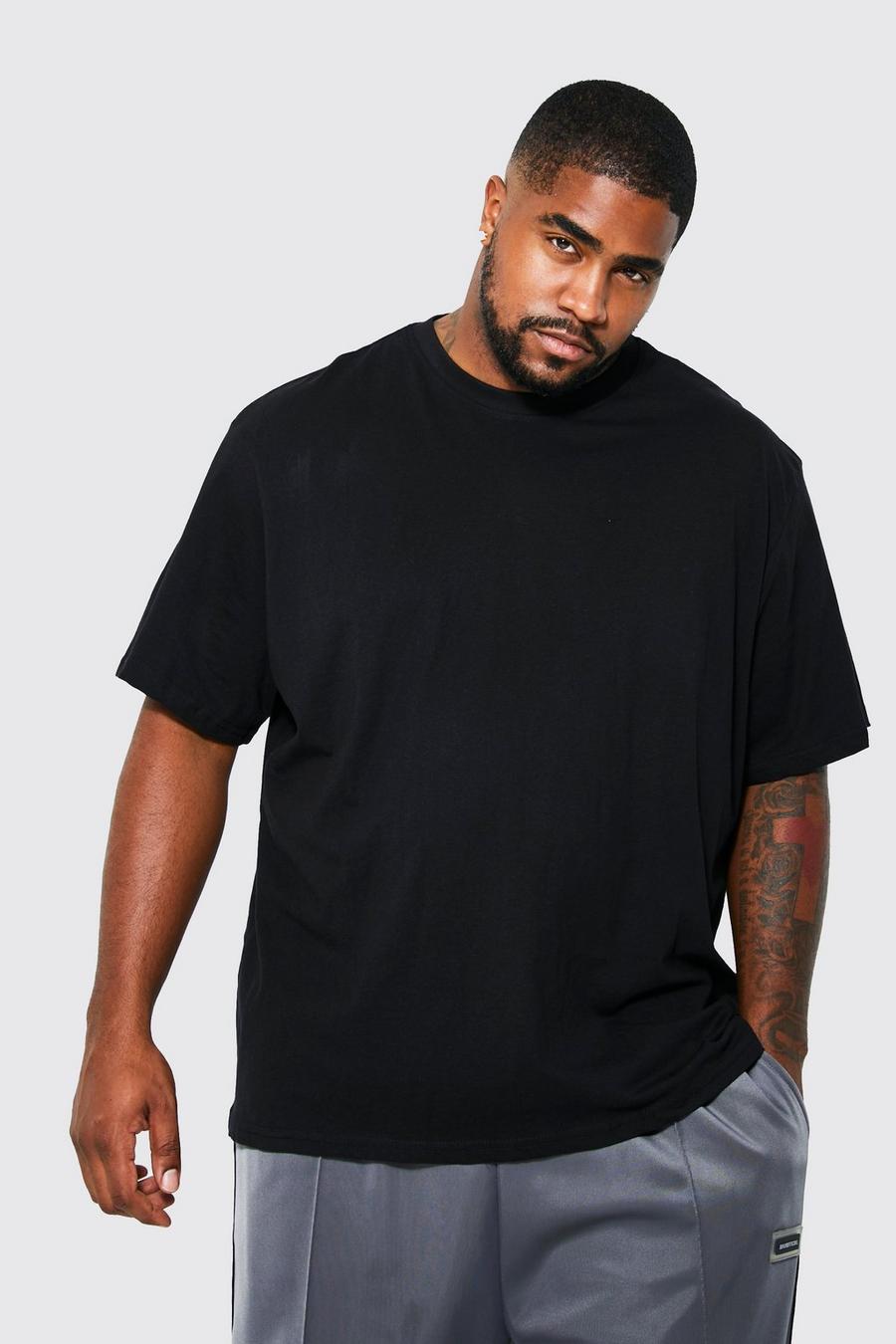 T-shirt Plus Size Basic a girocollo, Black nero