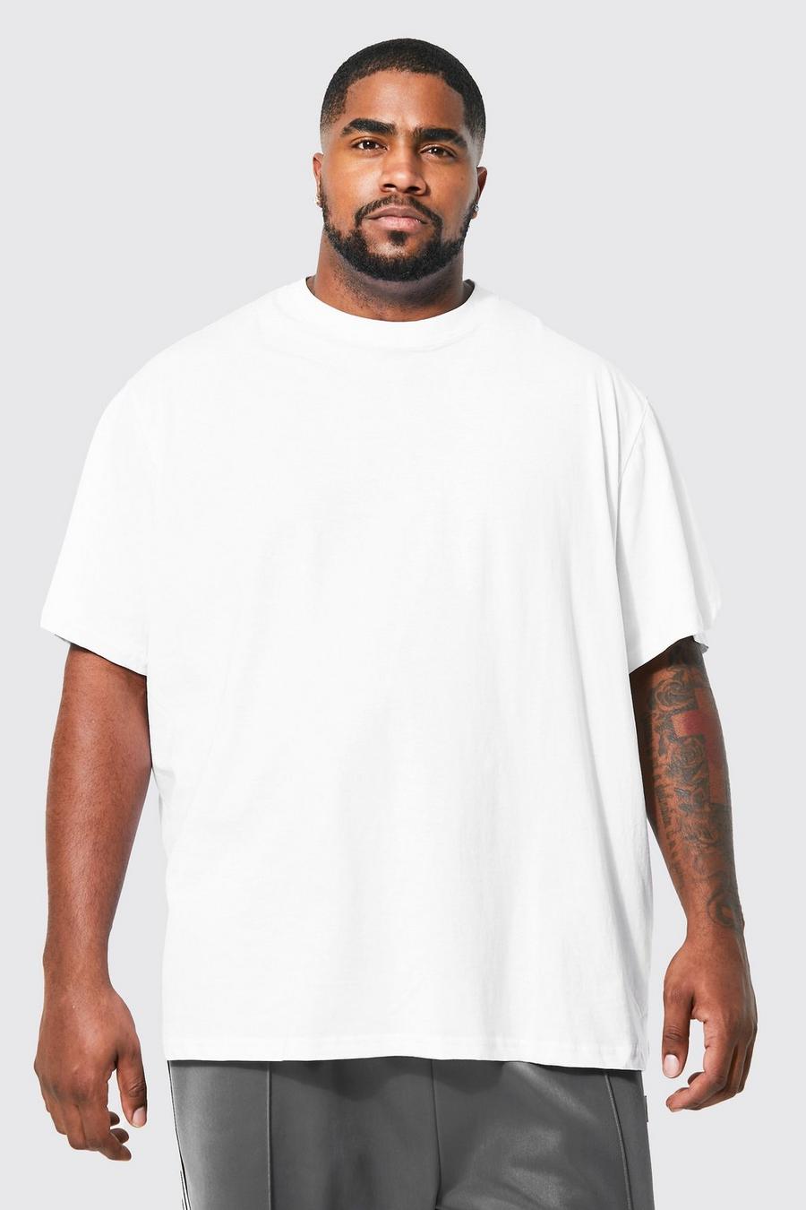 White Plus Loose Basic Crew Neck T-shirt image number 1