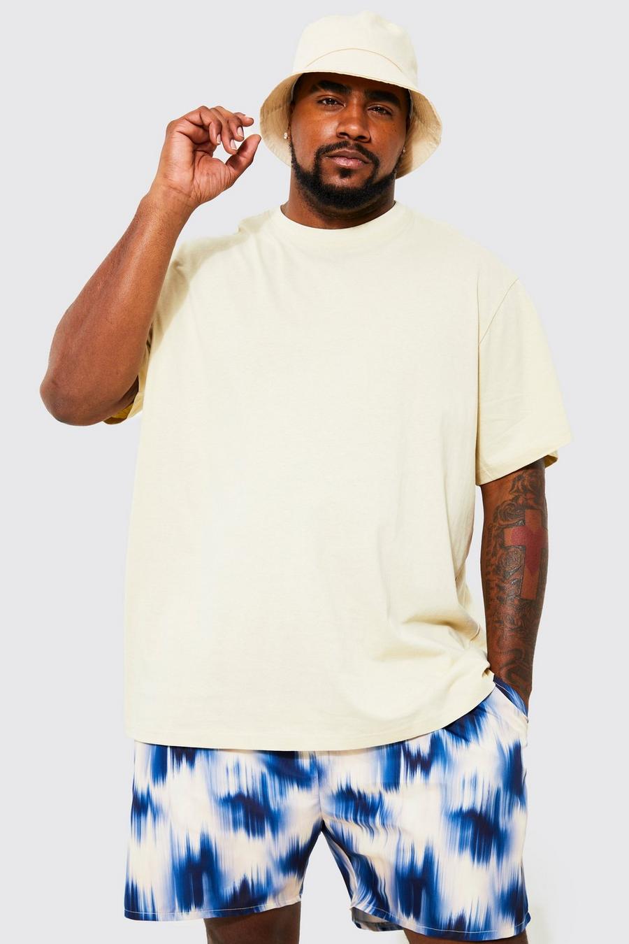 Grande taille - T-shirt oversize basique à col rond, Sand image number 1