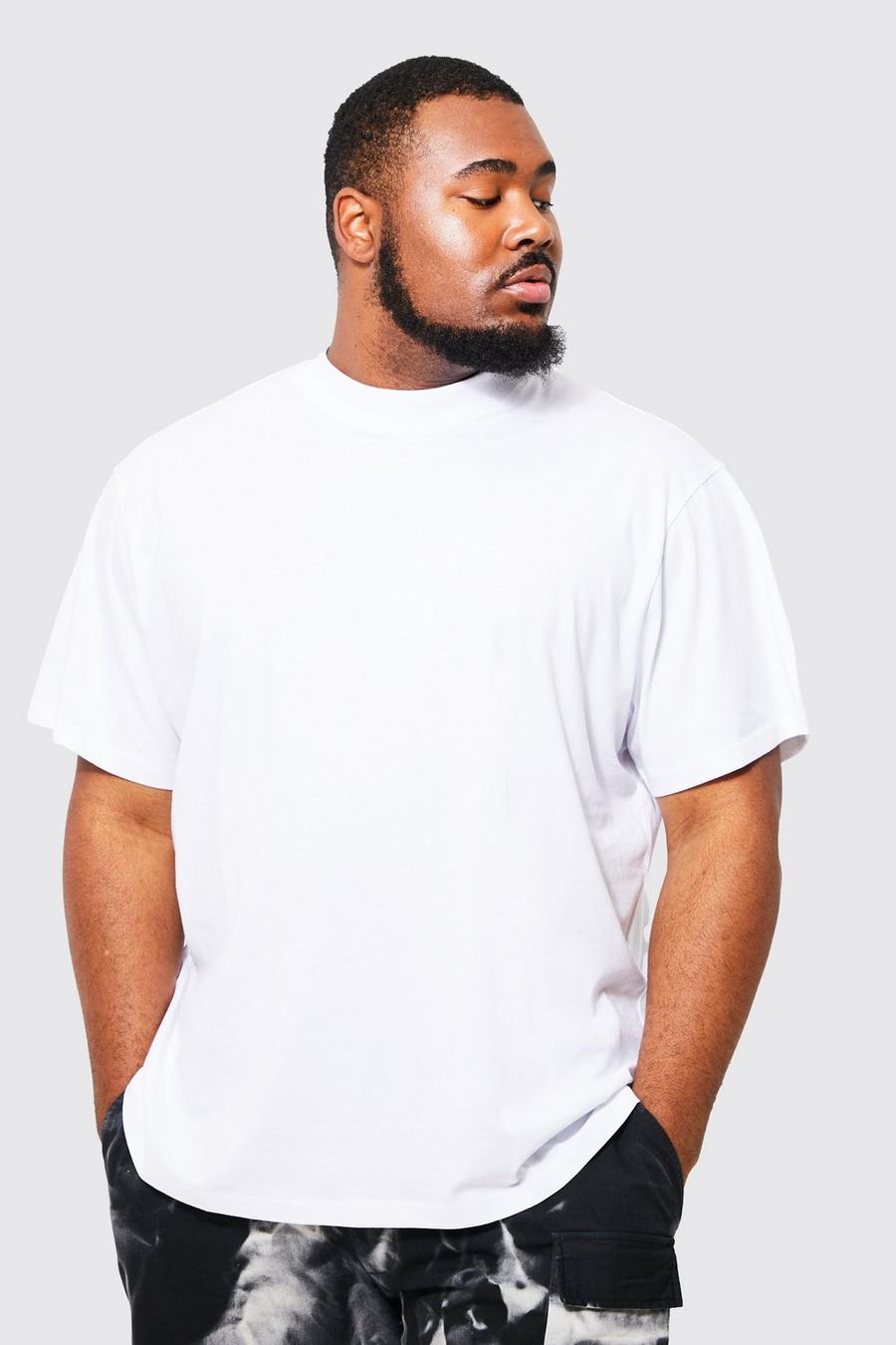 White Plus Extended Neck Basic Loose Fit T-shirt image number 1