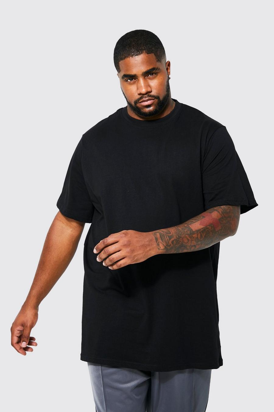 Black Plus Basic Lång t-shirt med rund hals image number 1