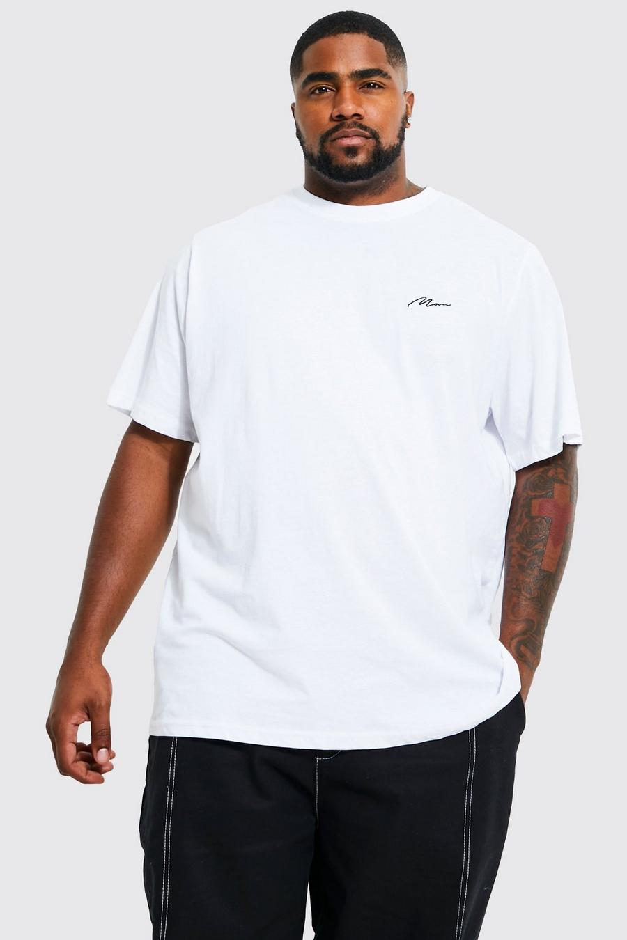 T-shirt Plus Size con logo e scritta Man, White bianco image number 1