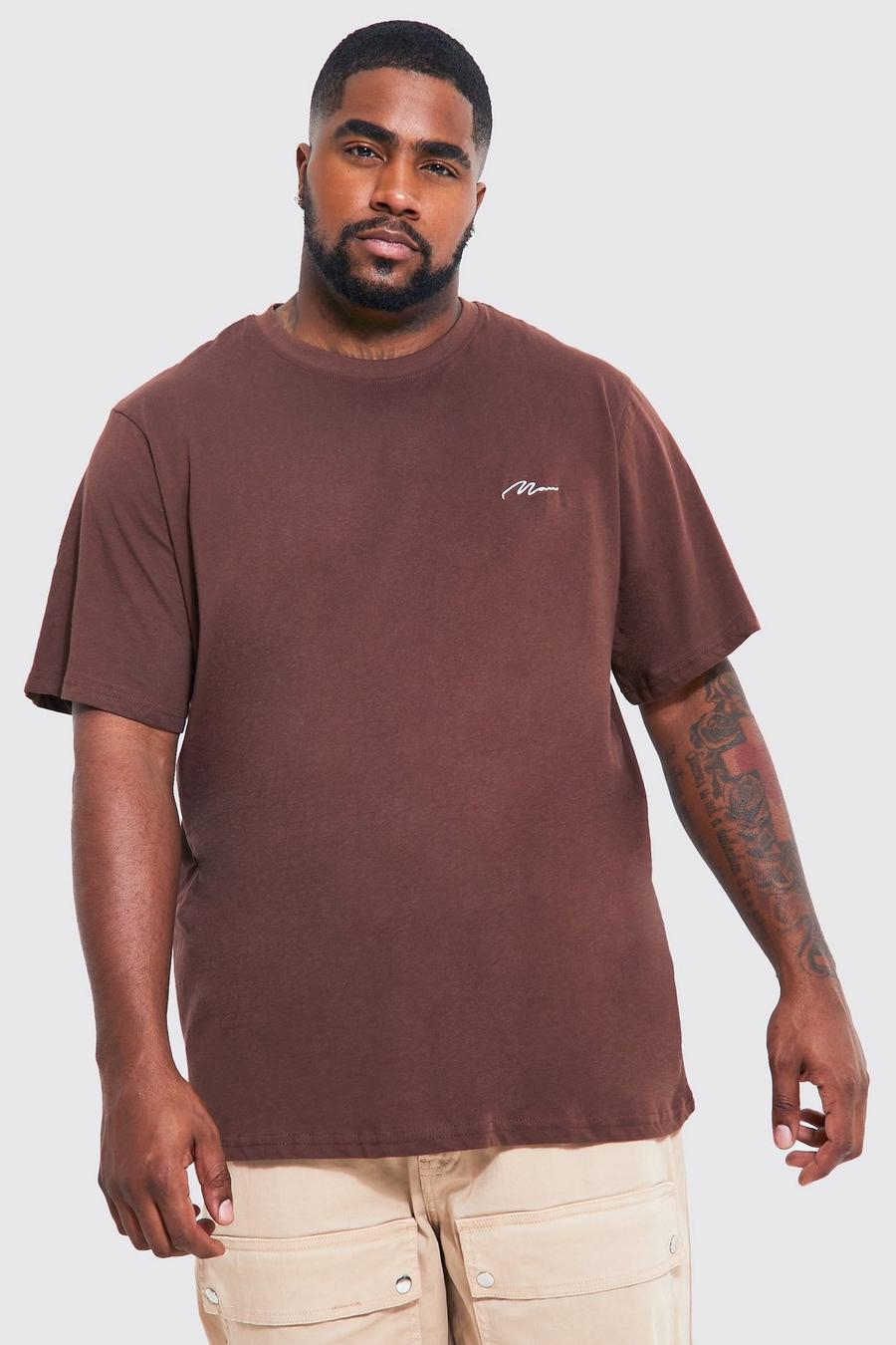 Chocolate brown Plus Man Logo Script T-shirt