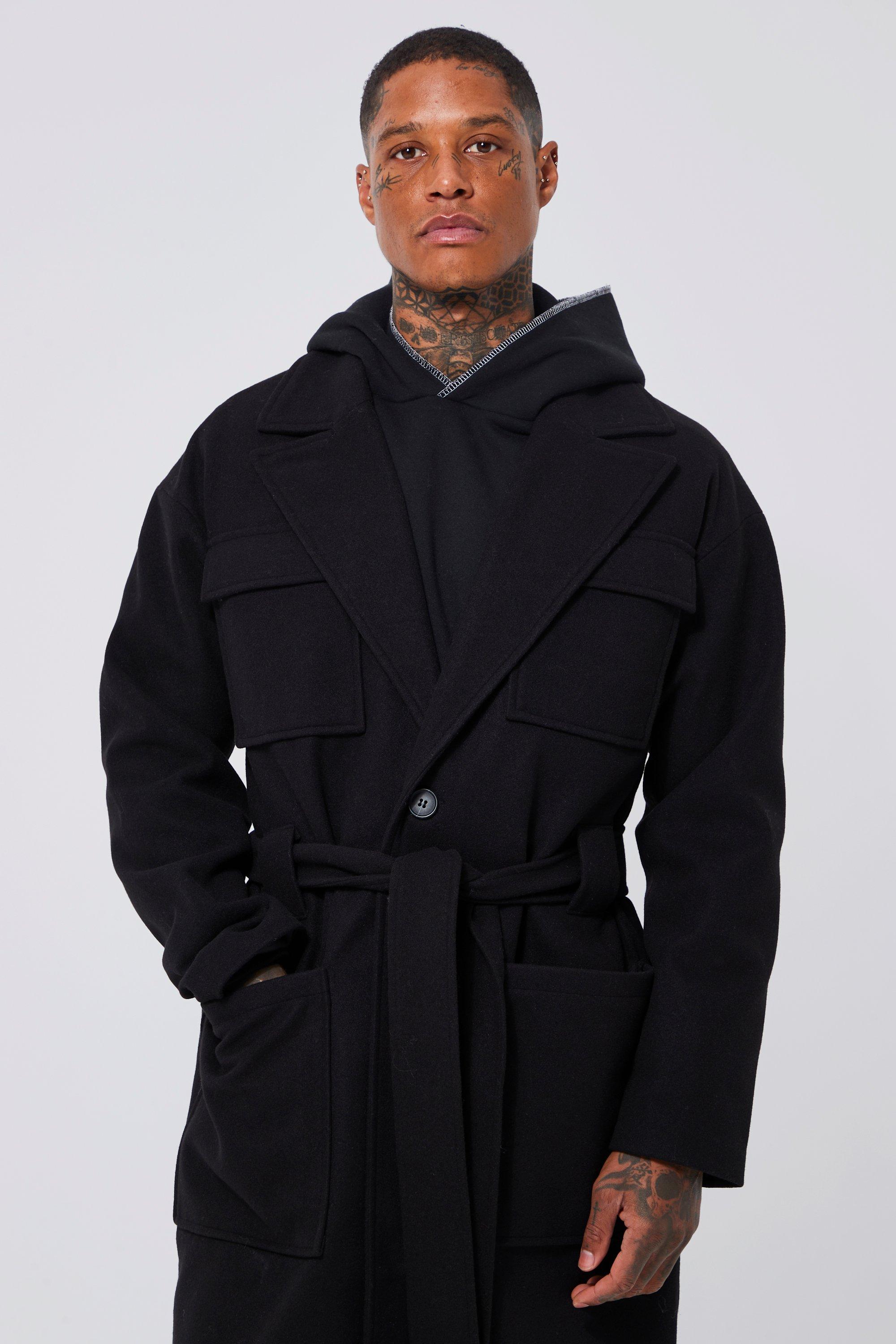 Men 2025 belted coat