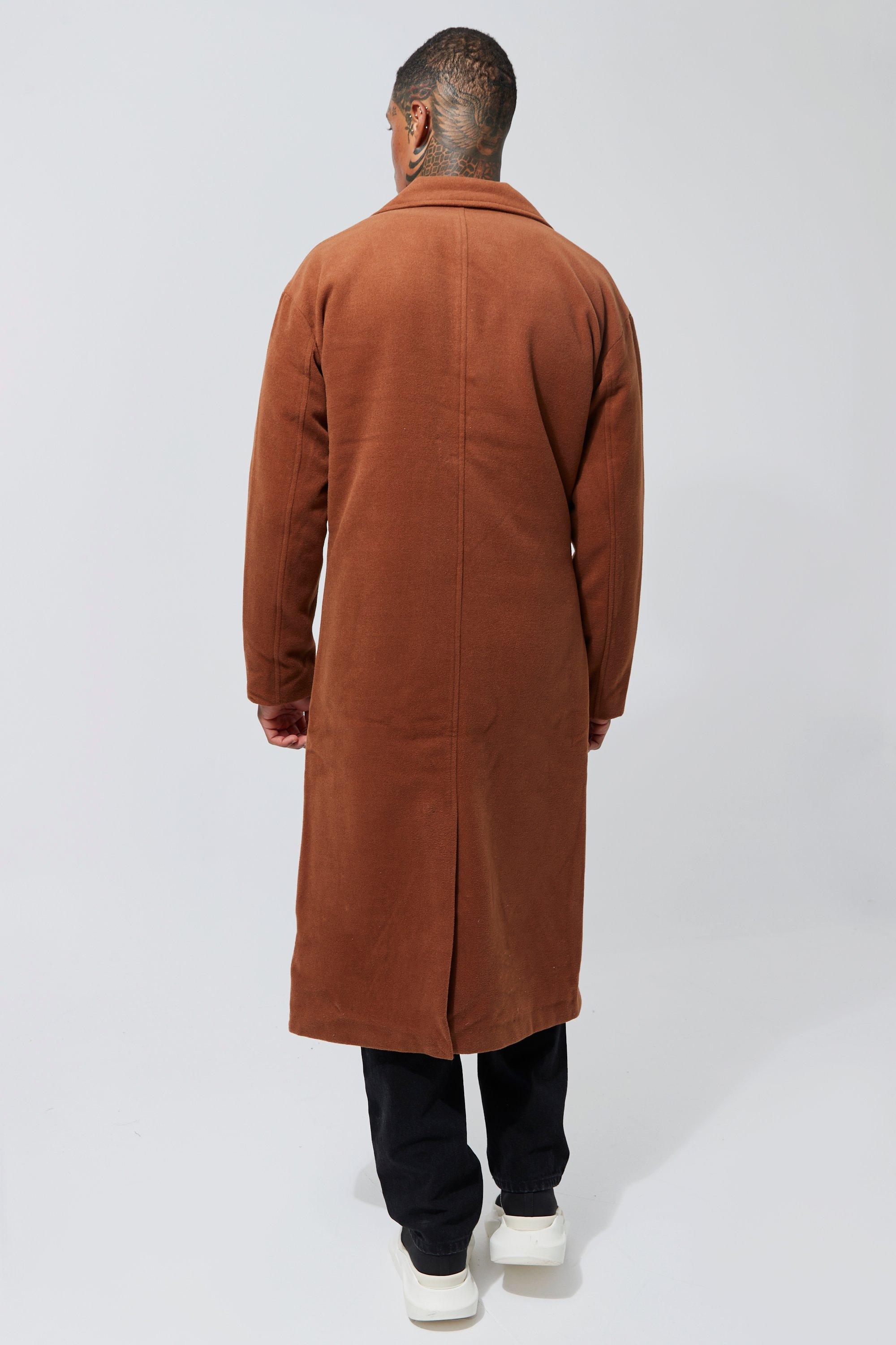 Wool Look Brass Buckle Longline Overcoat