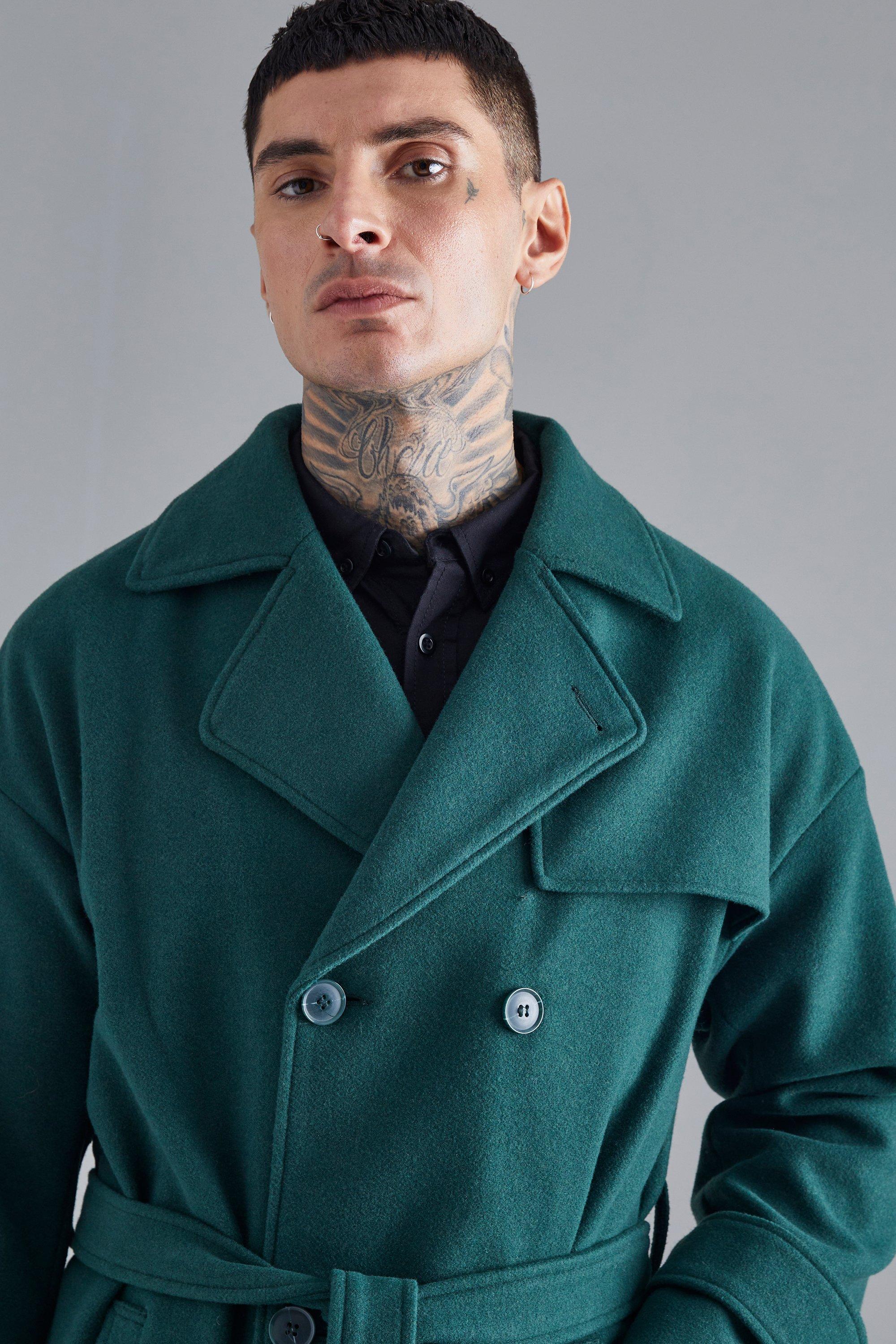 Green double clearance breasted coat