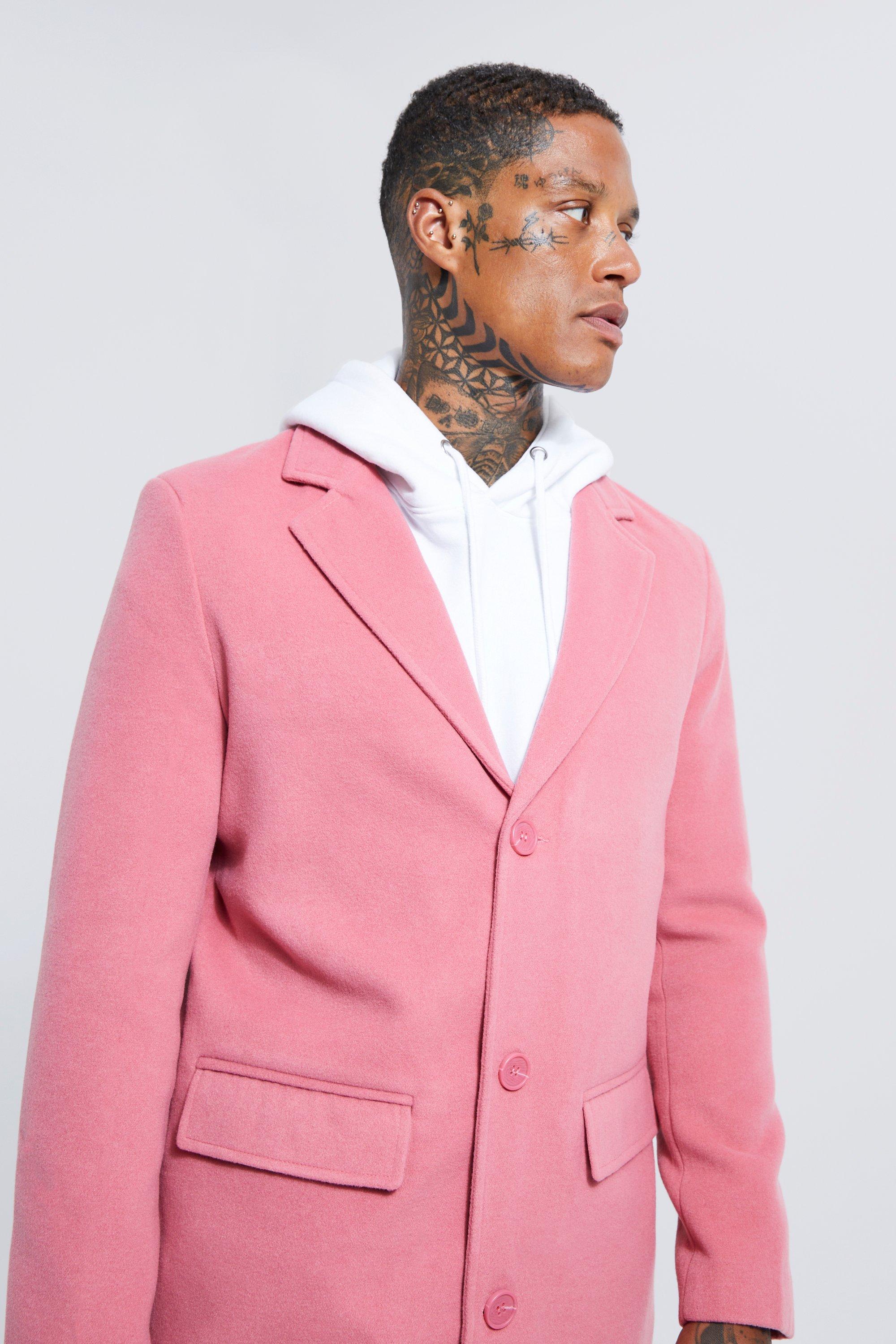 Mens on sale pink overcoat