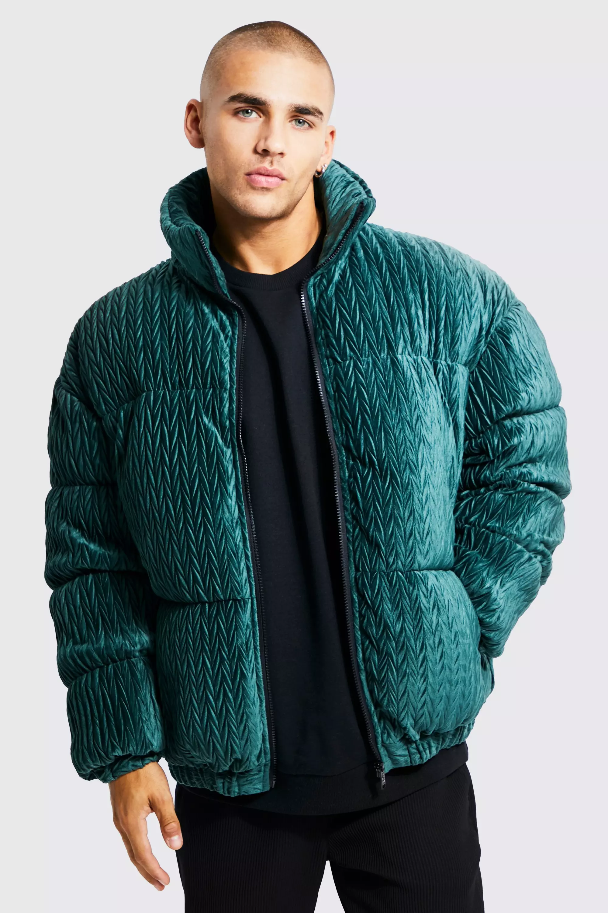 Boohoo velvet hotsell puffer jacket