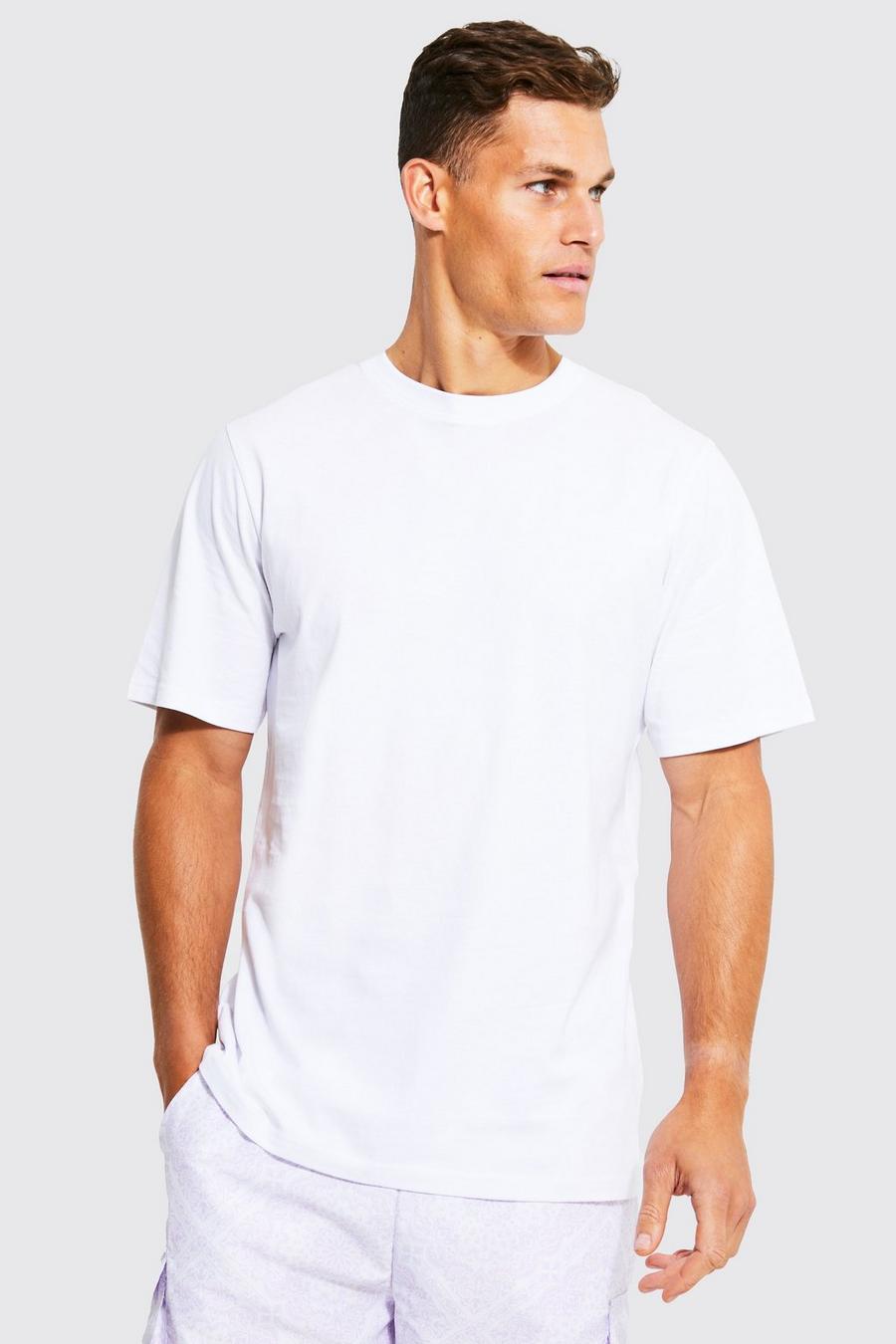 White Tall Basic T-shirt med rund hals image number 1