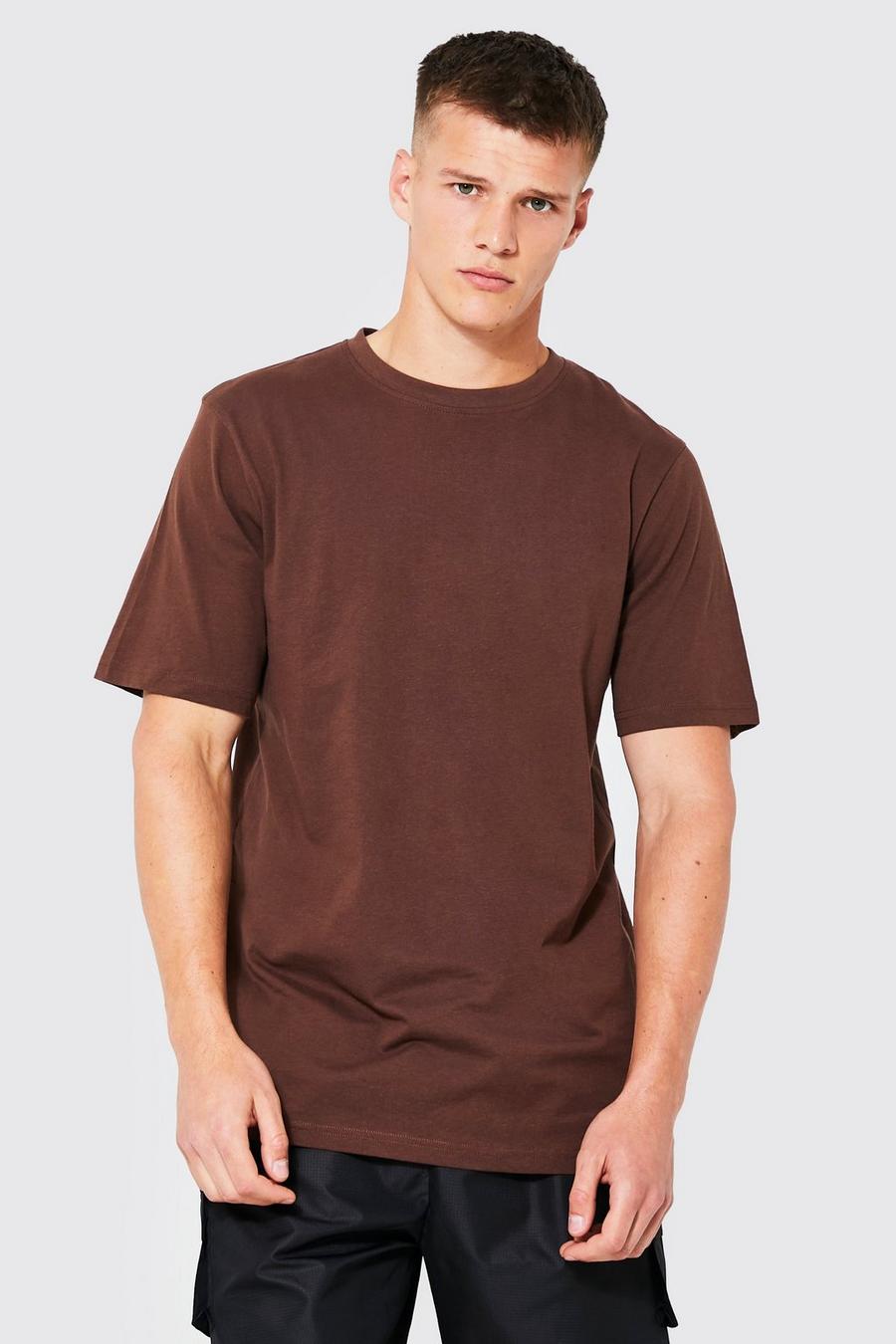 Tall - T-shirt ample basique à col rond, Chocolate marron