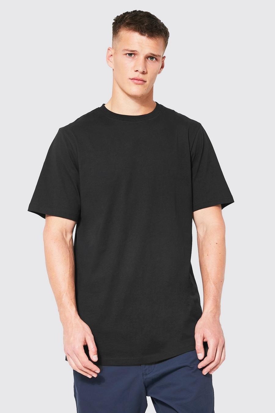 Camiseta Tall básica larga con cuello de caja, Black nero