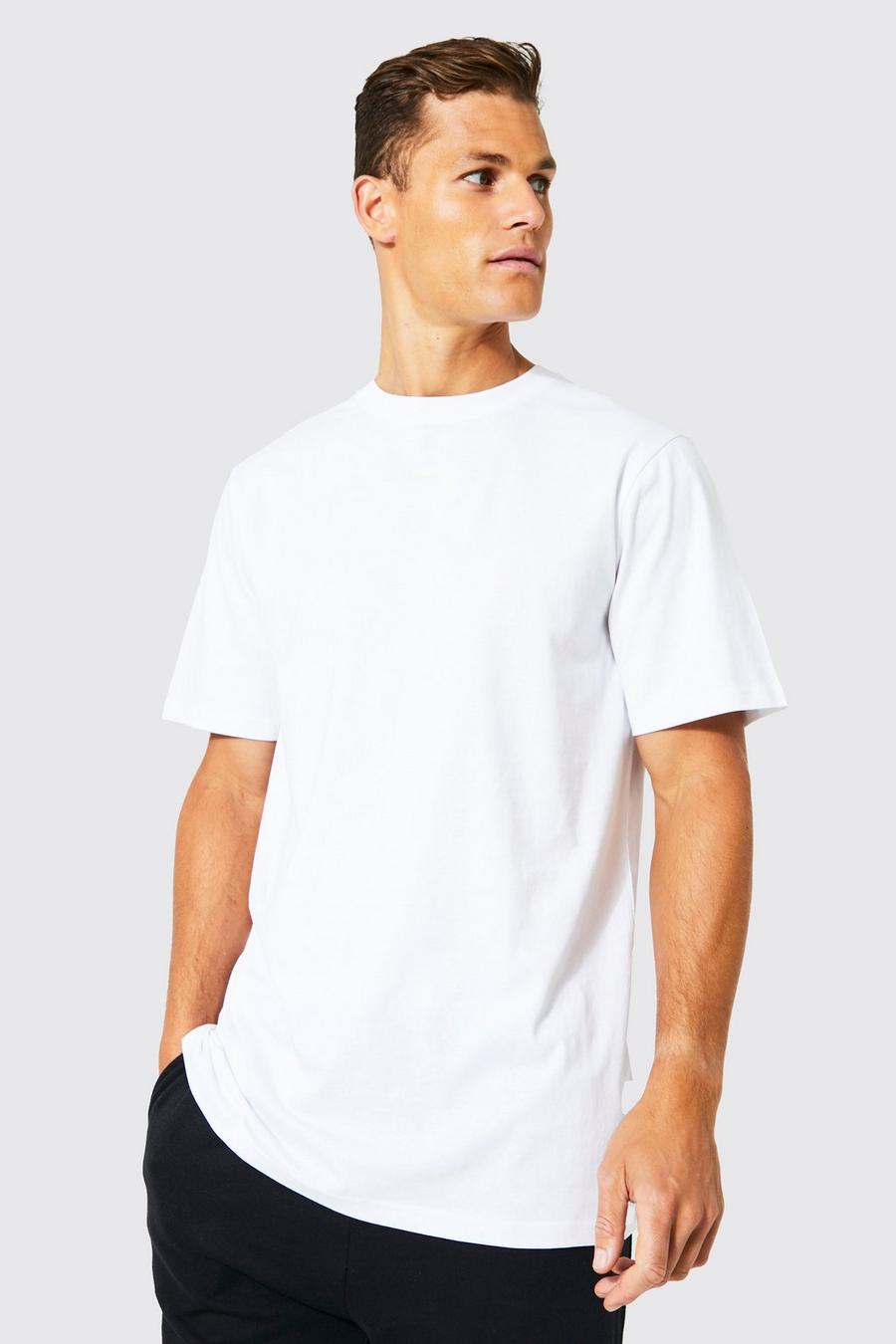 White Tall Basic Lång t-shirt med rund hals