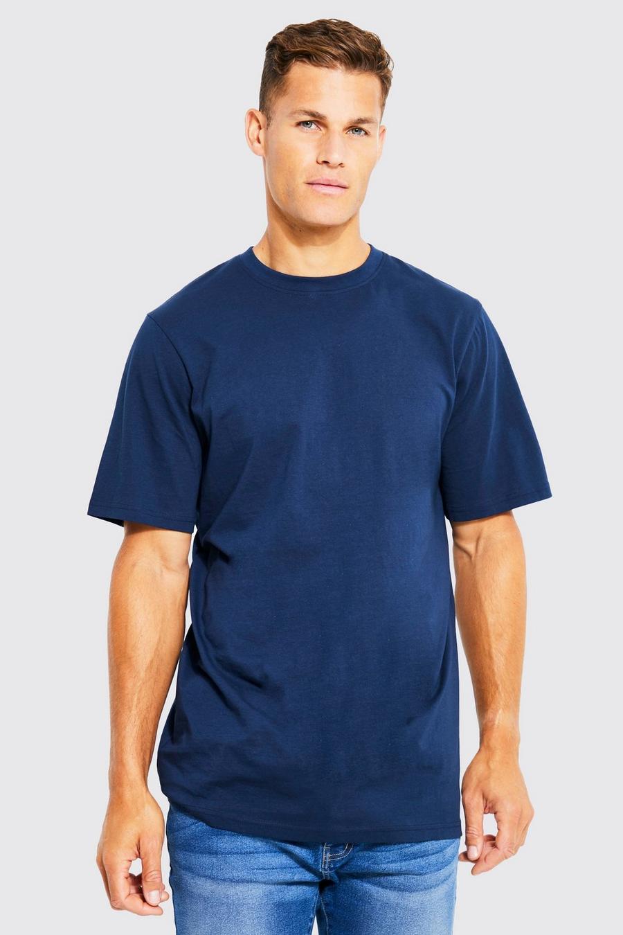 Navy Tall Basic Longline Crew Neck T-shirt