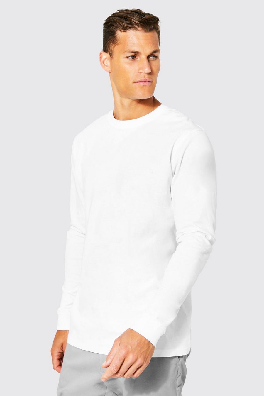White Tall Long Sleeve Basic Crew Neck T-shirt image number 1