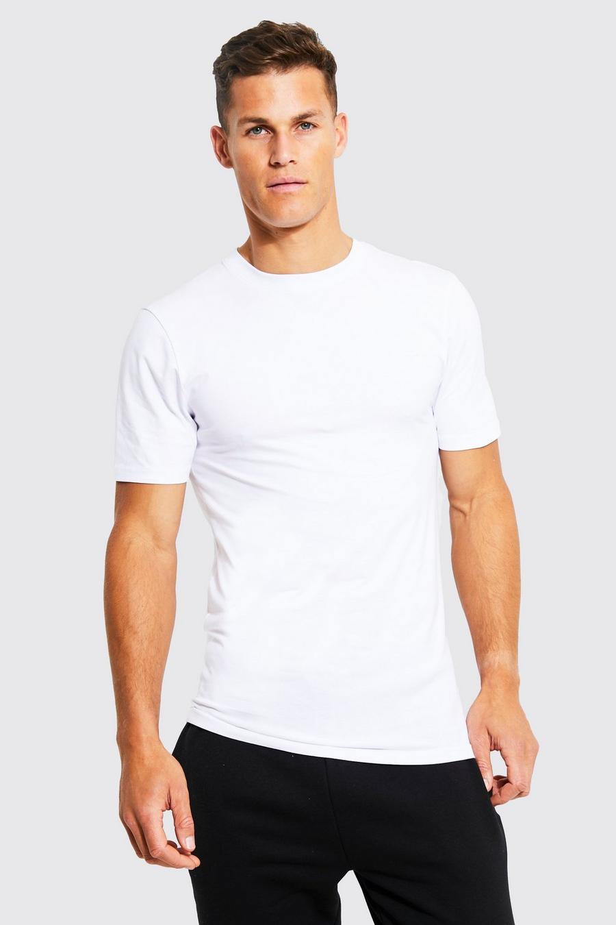 White Tall Basic Muscle Fit T-Shirt Met Crewneck image number 1