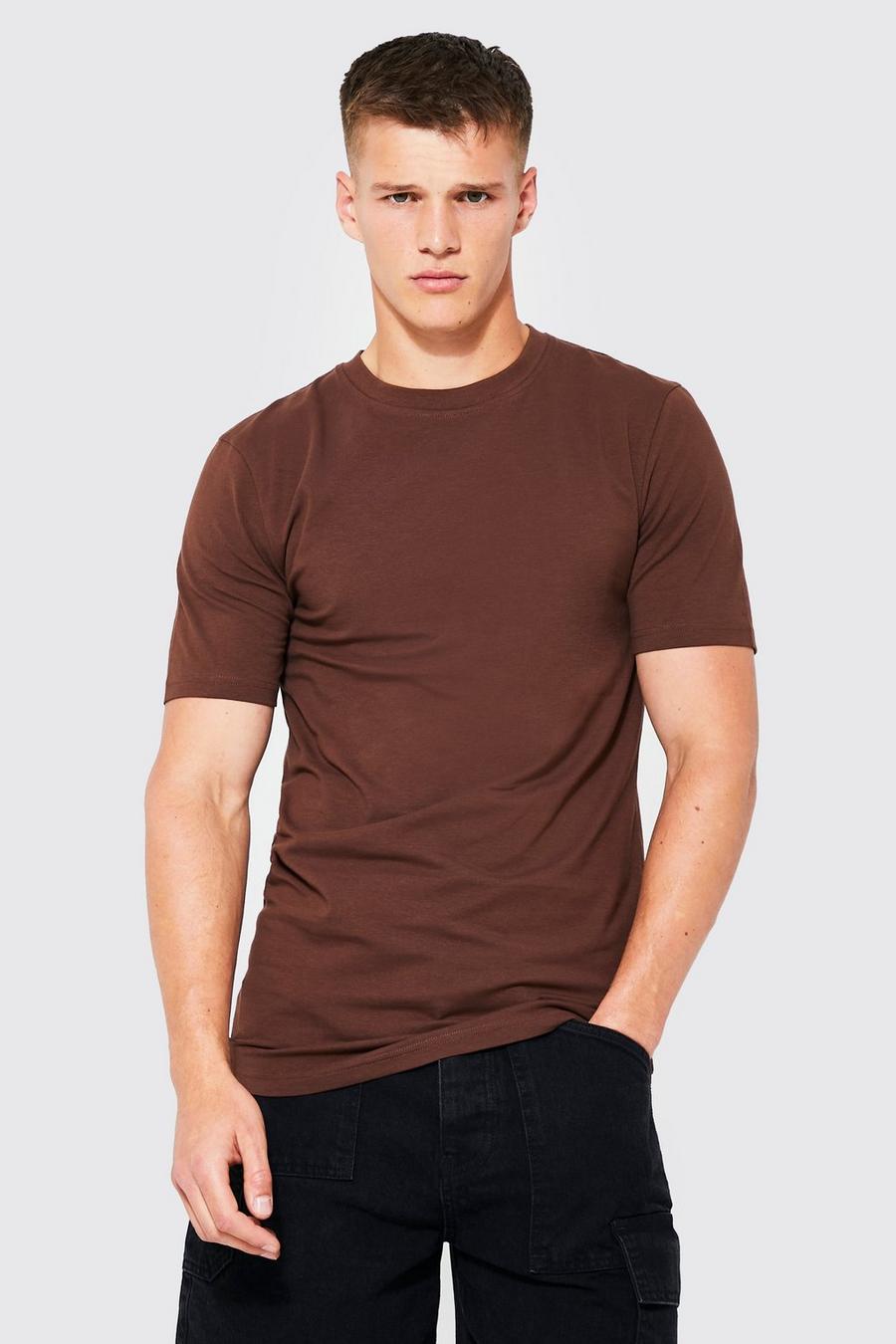 Chocolate brown Tall Muscle Fit Basic Crew Neck T-shirt