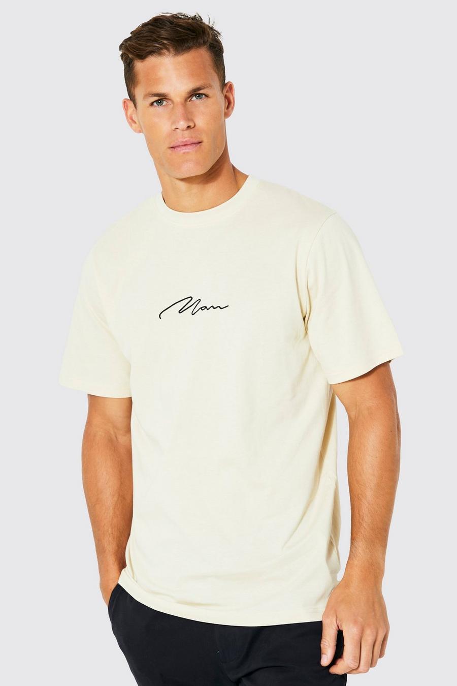 Tall - T-shirt à inscription - MAN, Sand beige