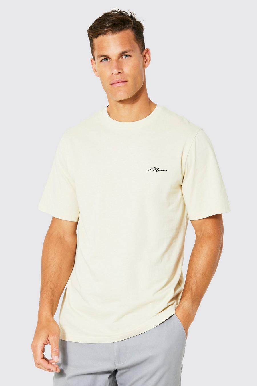 Sand beige Tall Man Logo Script T-shirt
