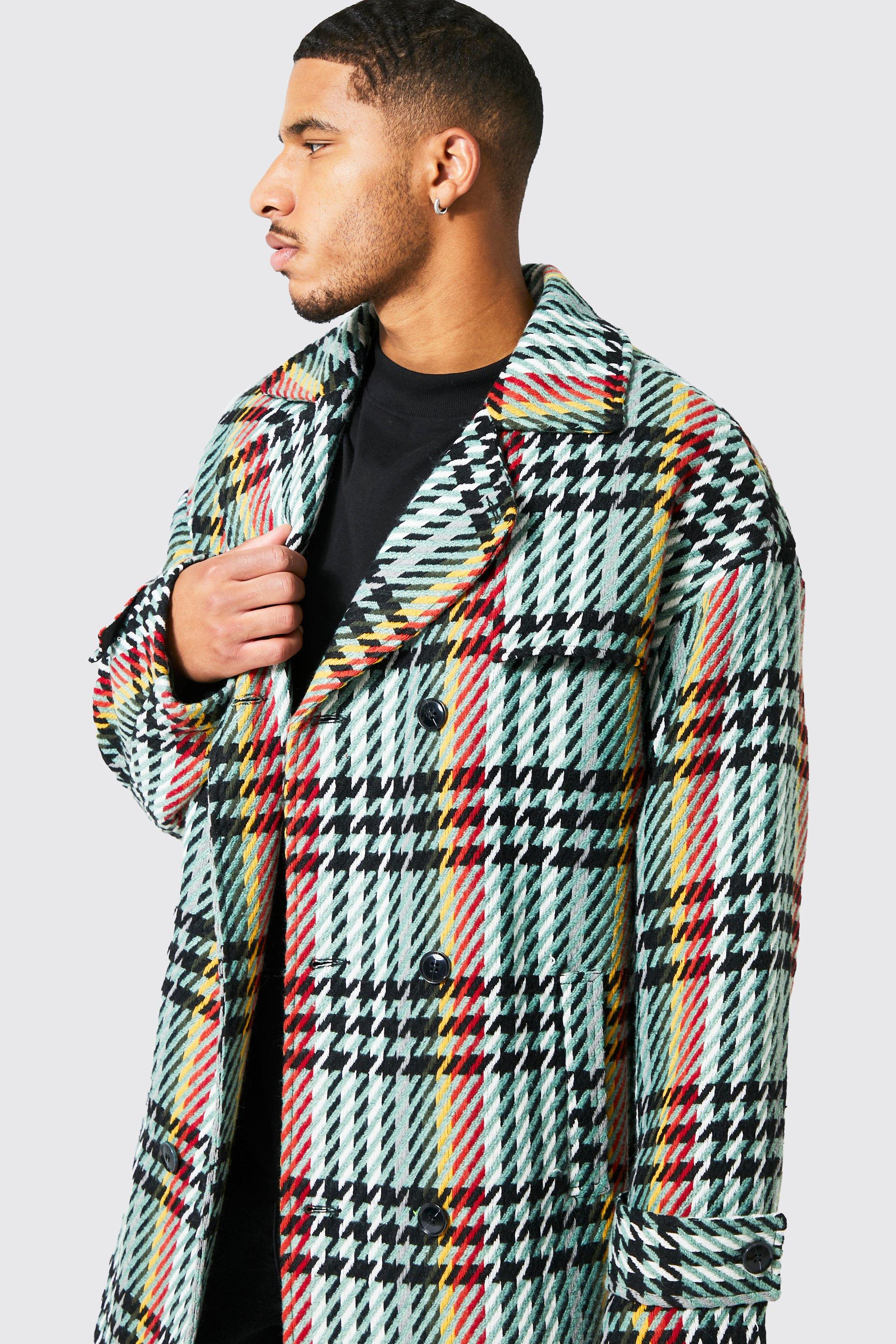 boohoo Men's Tall Double Breasted Overcoat