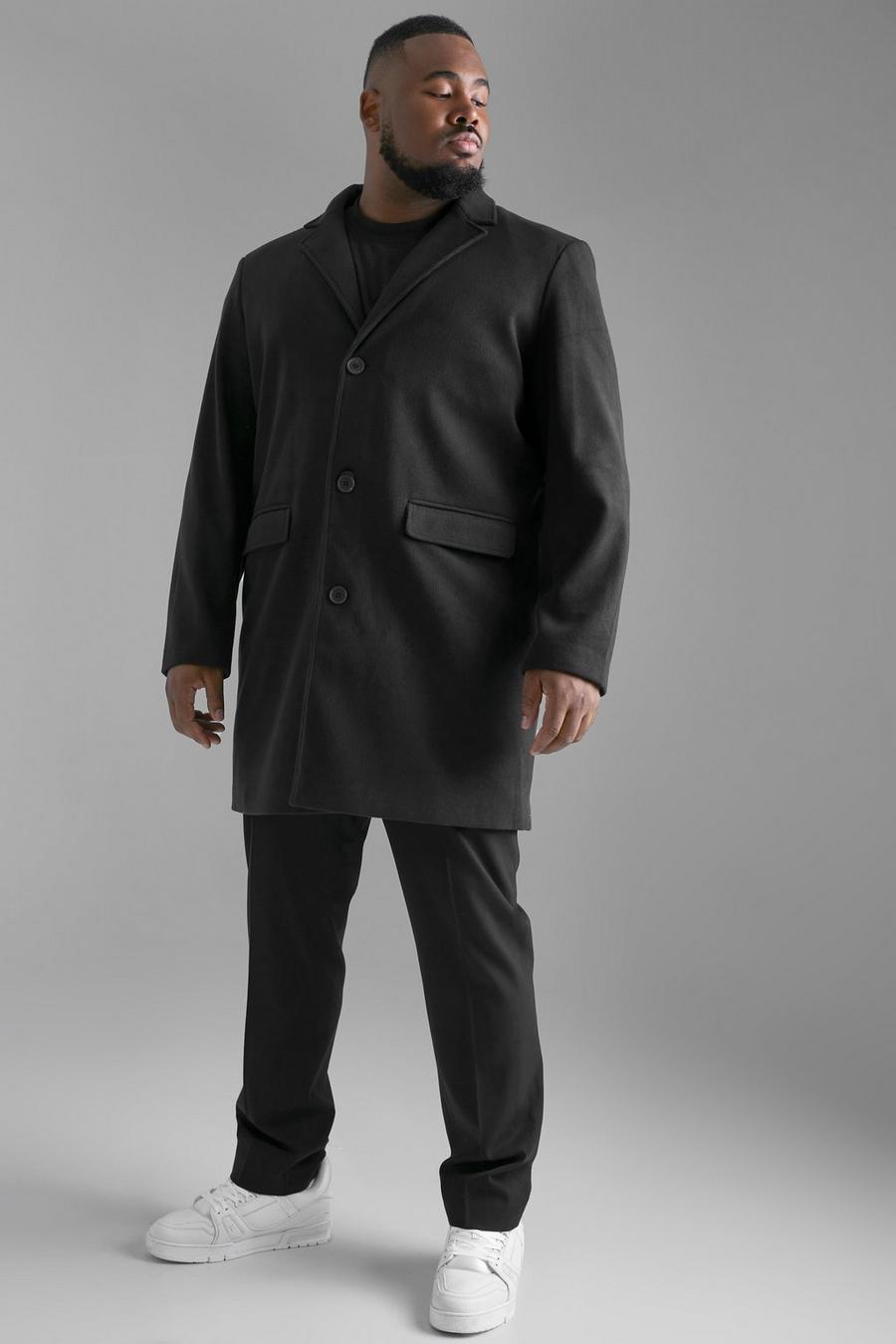 שחור מעיל עליון קורדרוי קטיפה עם רכיסה אחת למידות גדולות image number 1