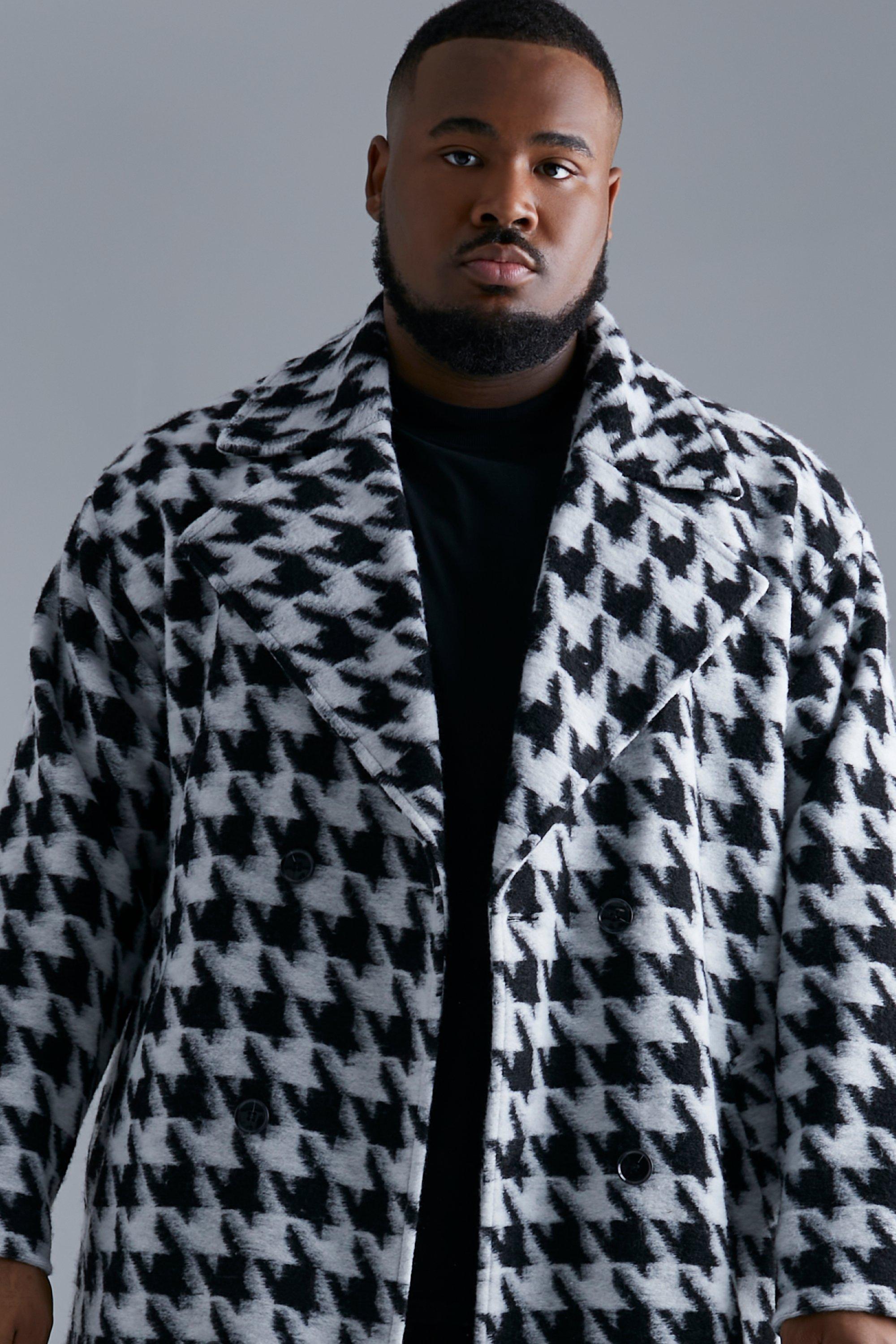 Plus Wool Look Houndstooth Overcoat