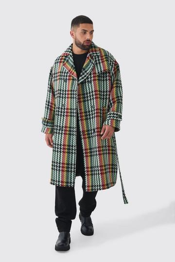 Grande taille - Manteau en laine à carreaux green