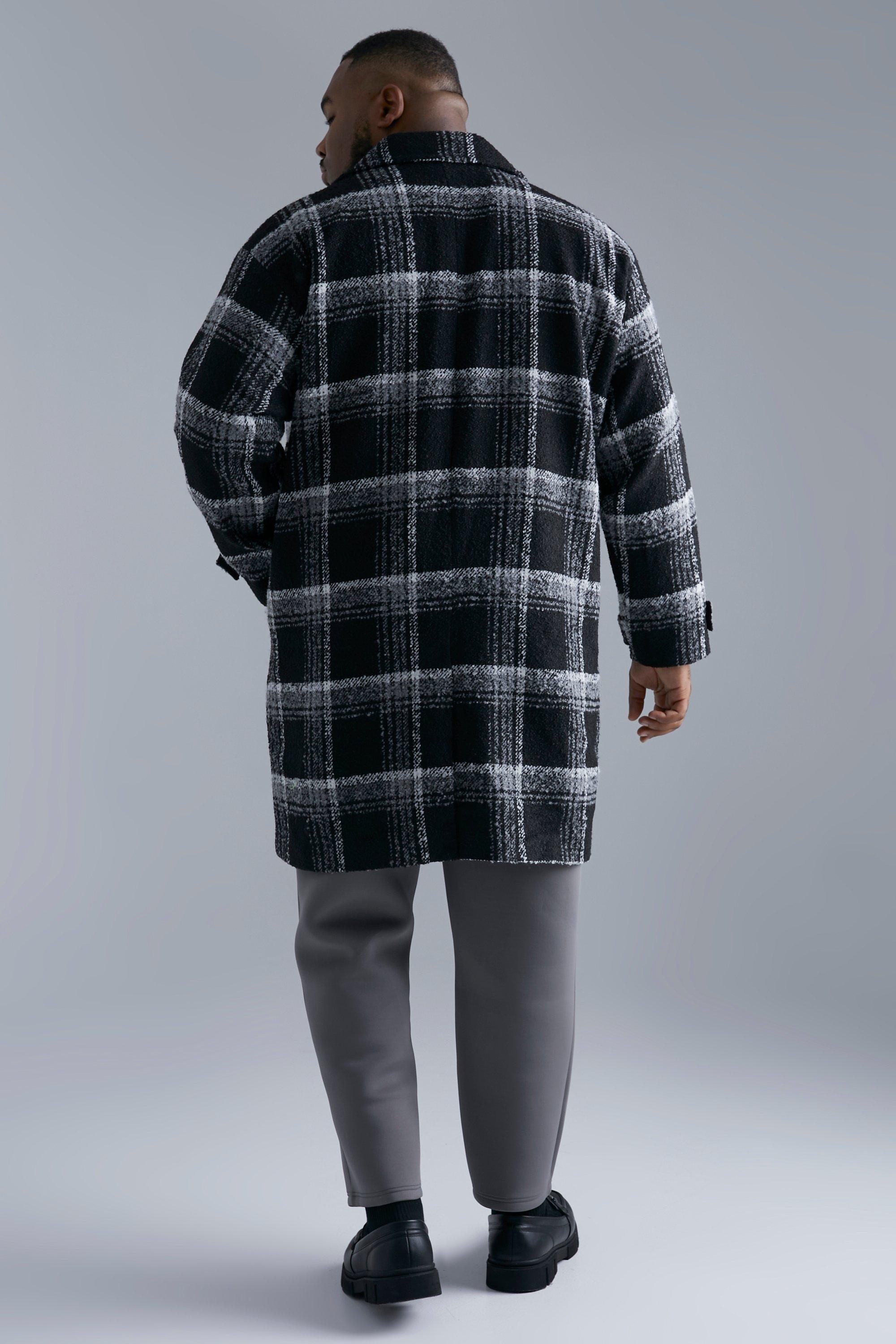 Plus Size Wool Mix Herringbone Overcoat