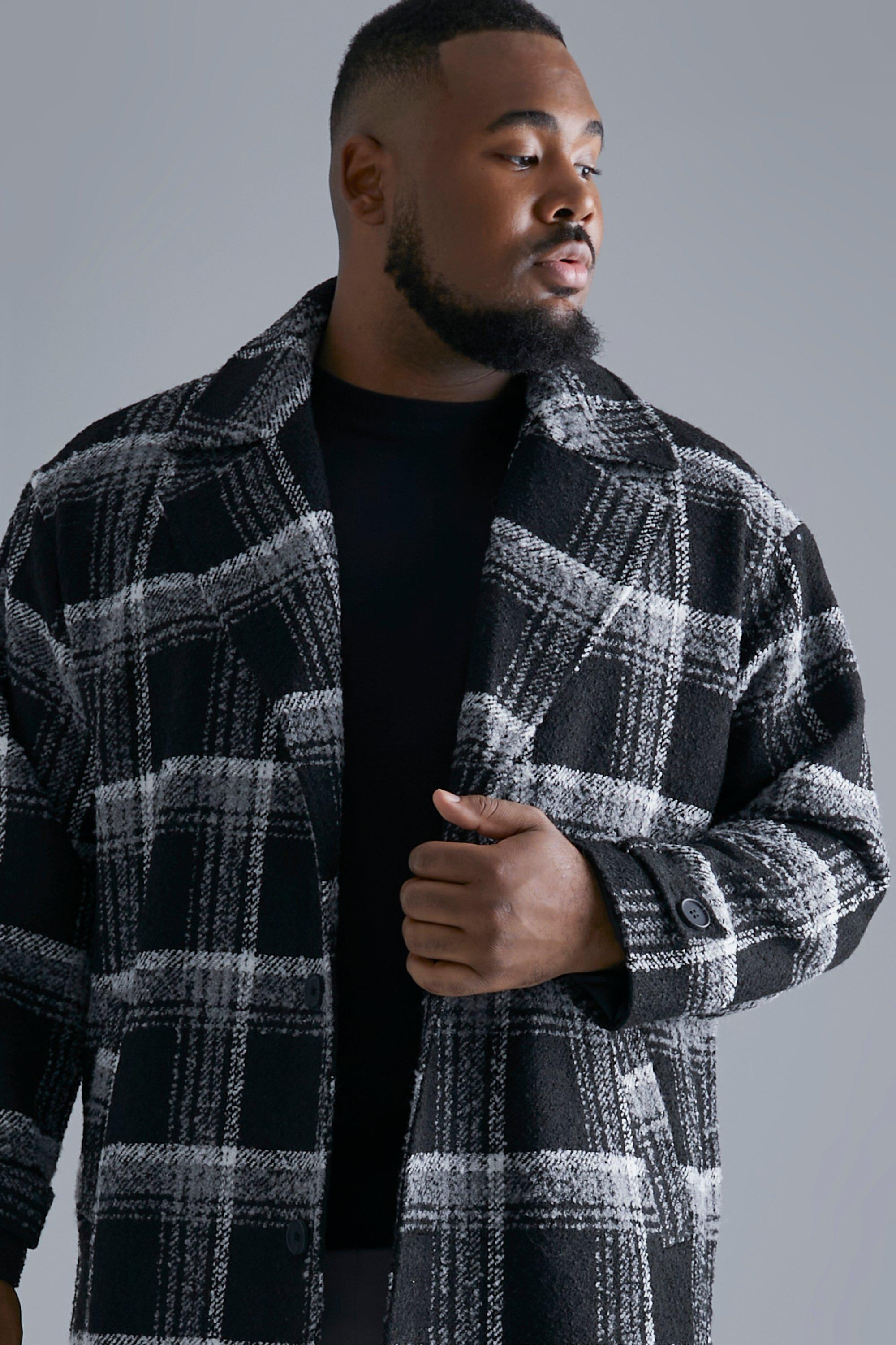 Check wool 2025 coat mens