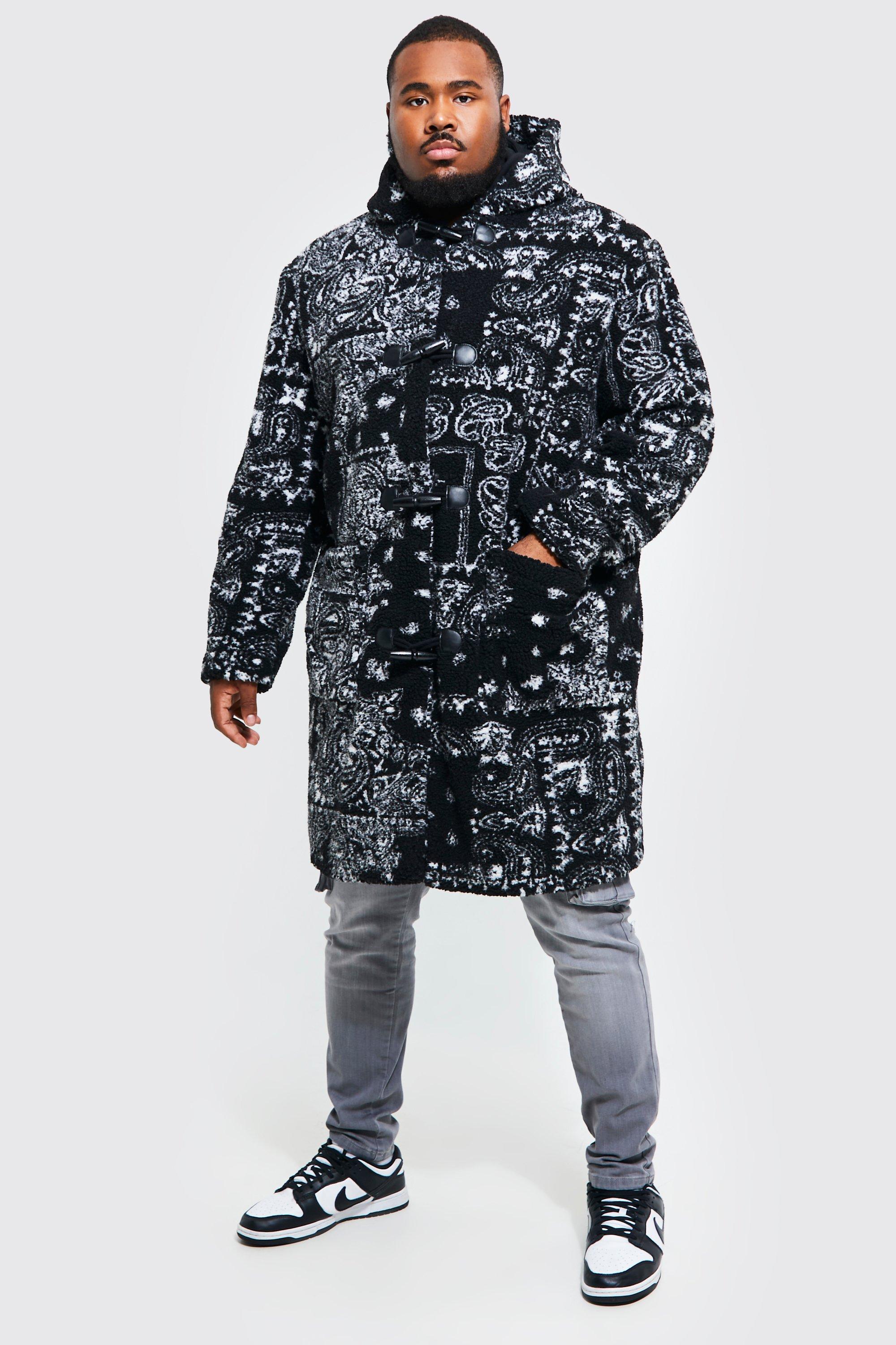 Plus Borg Bandana Print Duffle Coat | boohoo