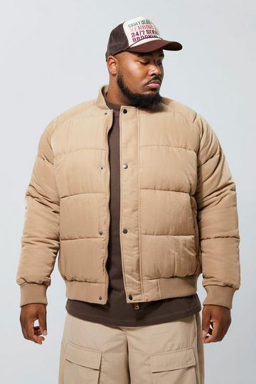 Plus Heavy Padded Bomber Jacket stone