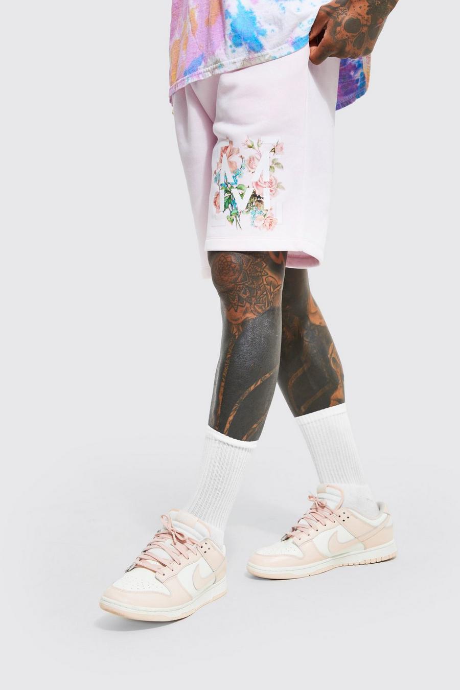 Light pink rose Loose Fit Floral Graphic Shorts