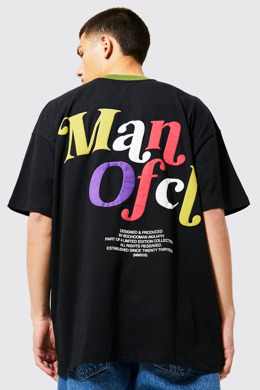 Black Ofcl Oversize t-shirt med mudd i kontrastfärg image number 1