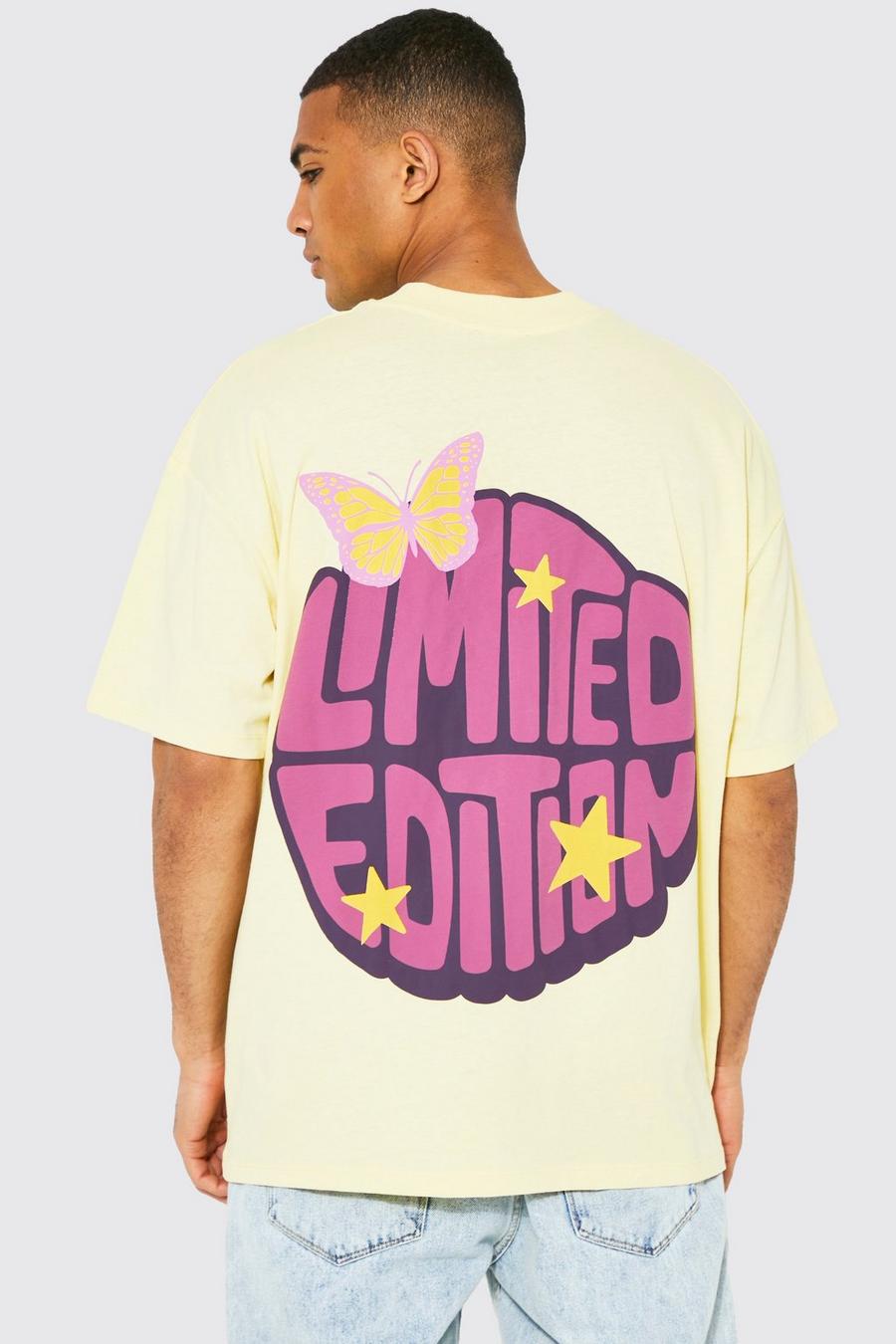T-shirt oversize à imprimé papillon, Yellow image number 1