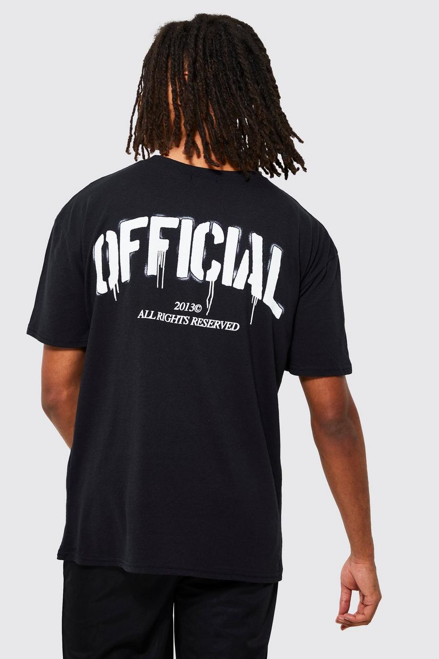 T-shirt oversize con grafica stampata Official, Black nero