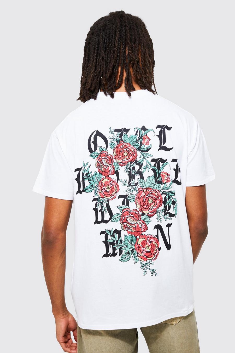 Oversize T-Shirt mit floralem Print, White image number 1