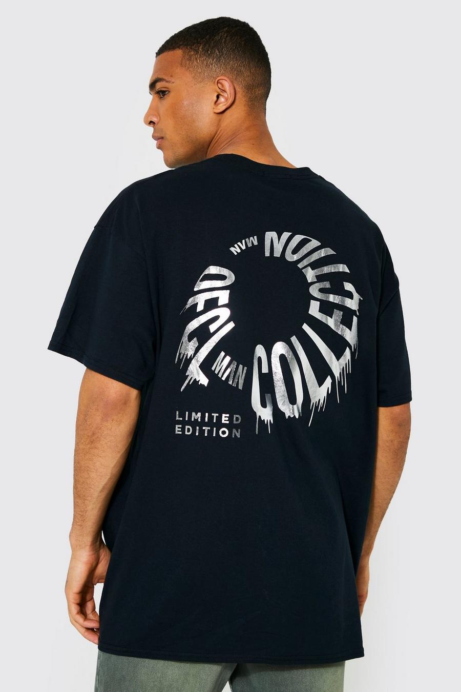 Camiseta oversize con estampado en la espalda Ofcl, Black nero