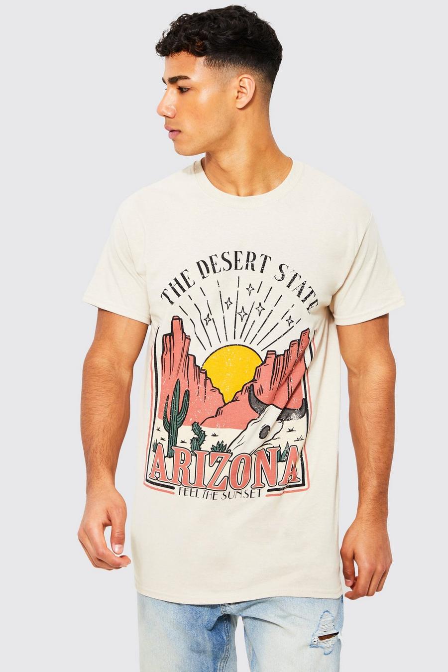 Camiseta con estampado gráfico de Arizona, Sand beige