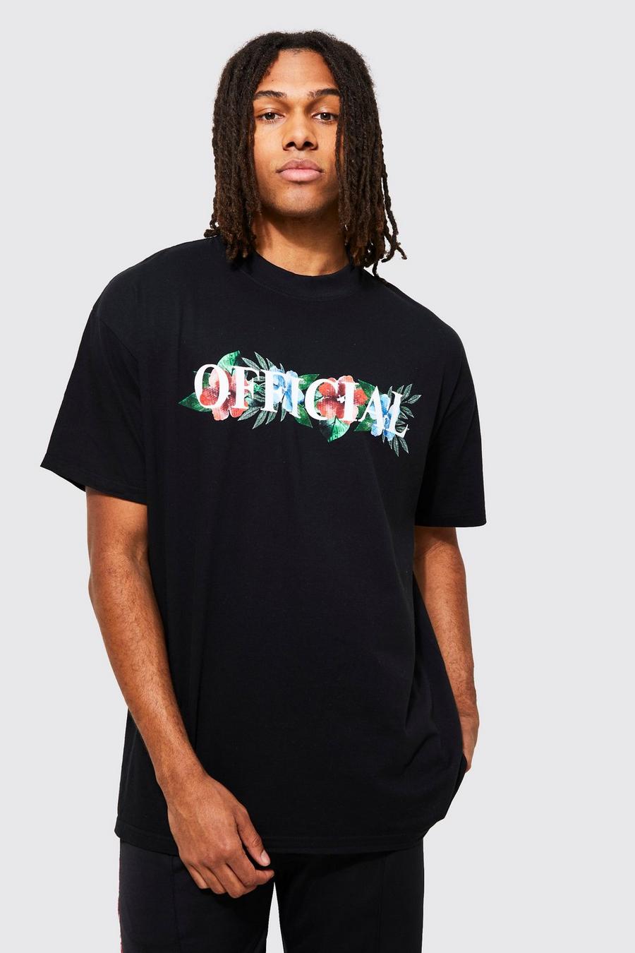 Black Official Oversize t-shirt med hög halsmudd image number 1