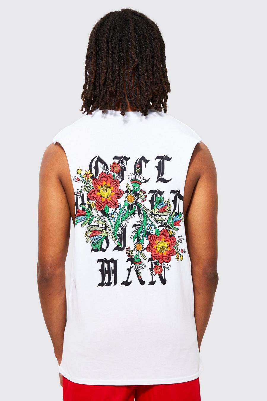 White Official Floral Back Print Tank image number 1