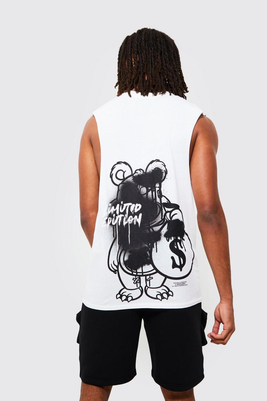 White Limited Edition Teddy Back Print Tank image number 1