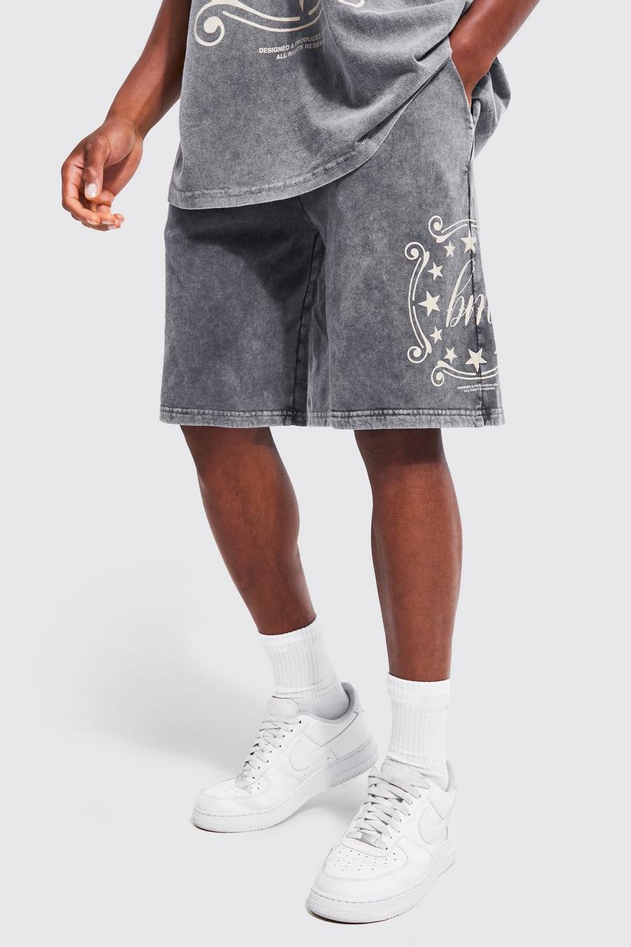 Charcoal Oversized Washed Graphic Jersey Short image number 1