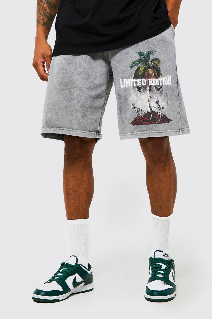 Charcoal Oversized Washed Graphic Jersey Short image number 1