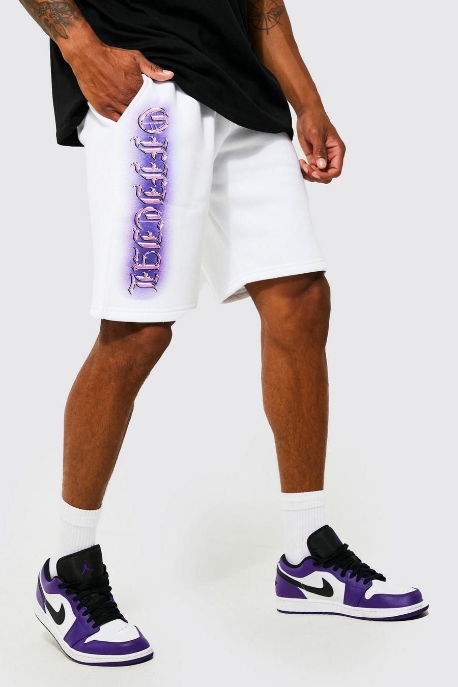 White Slim Fit Official Print Jersey Short image number 1
