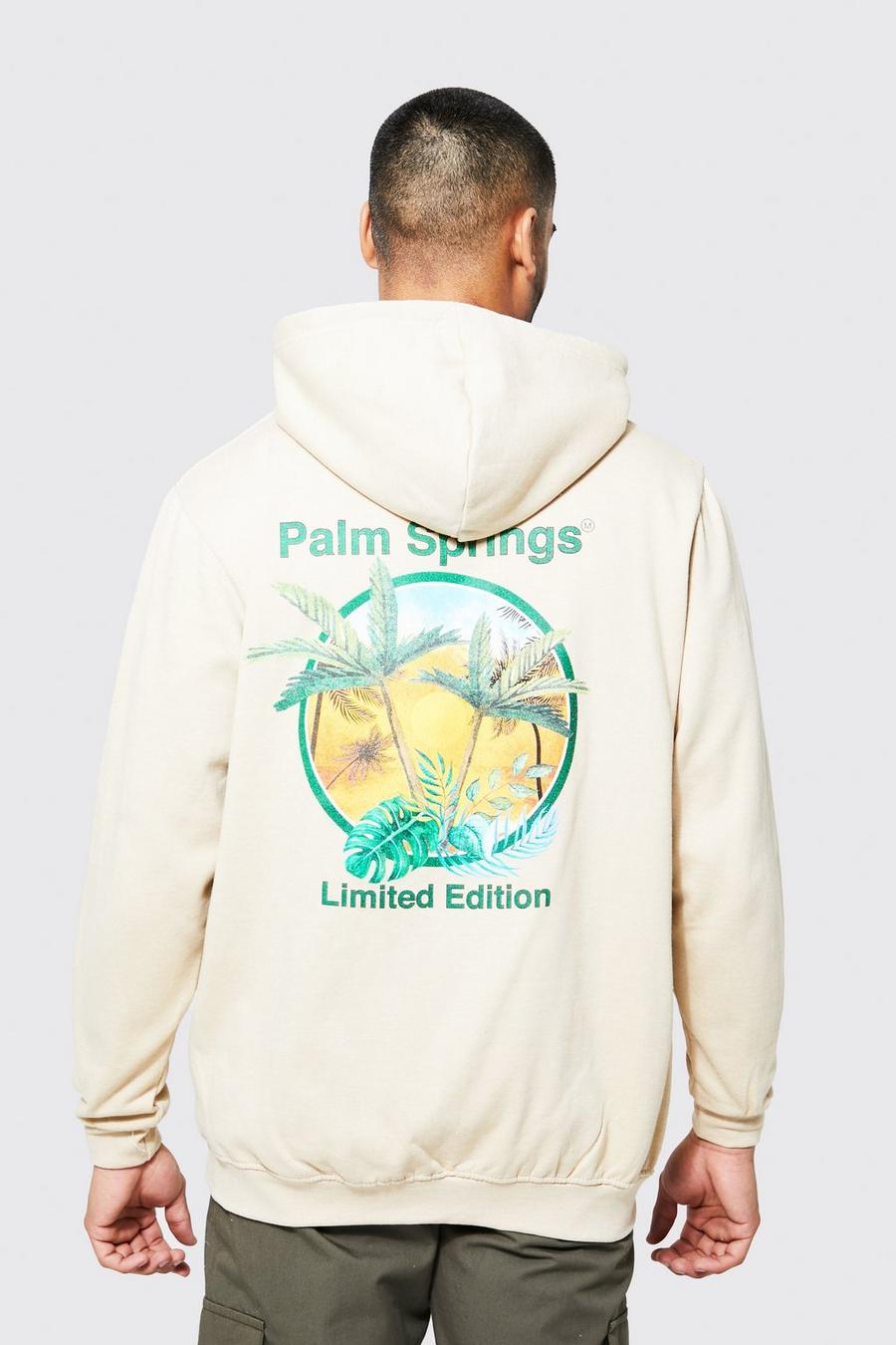 Sudadera con capucha oversize con estampado gráfico de Palm Springs, Sand beige image number 1
